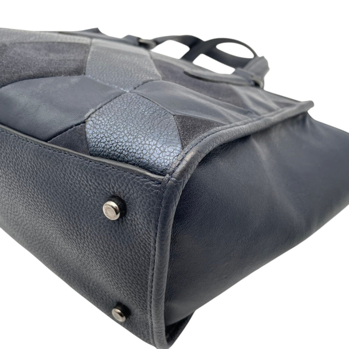 Coach Navy Leather Handbag Shoulder Bag Tote Bag (Pre-Owned)