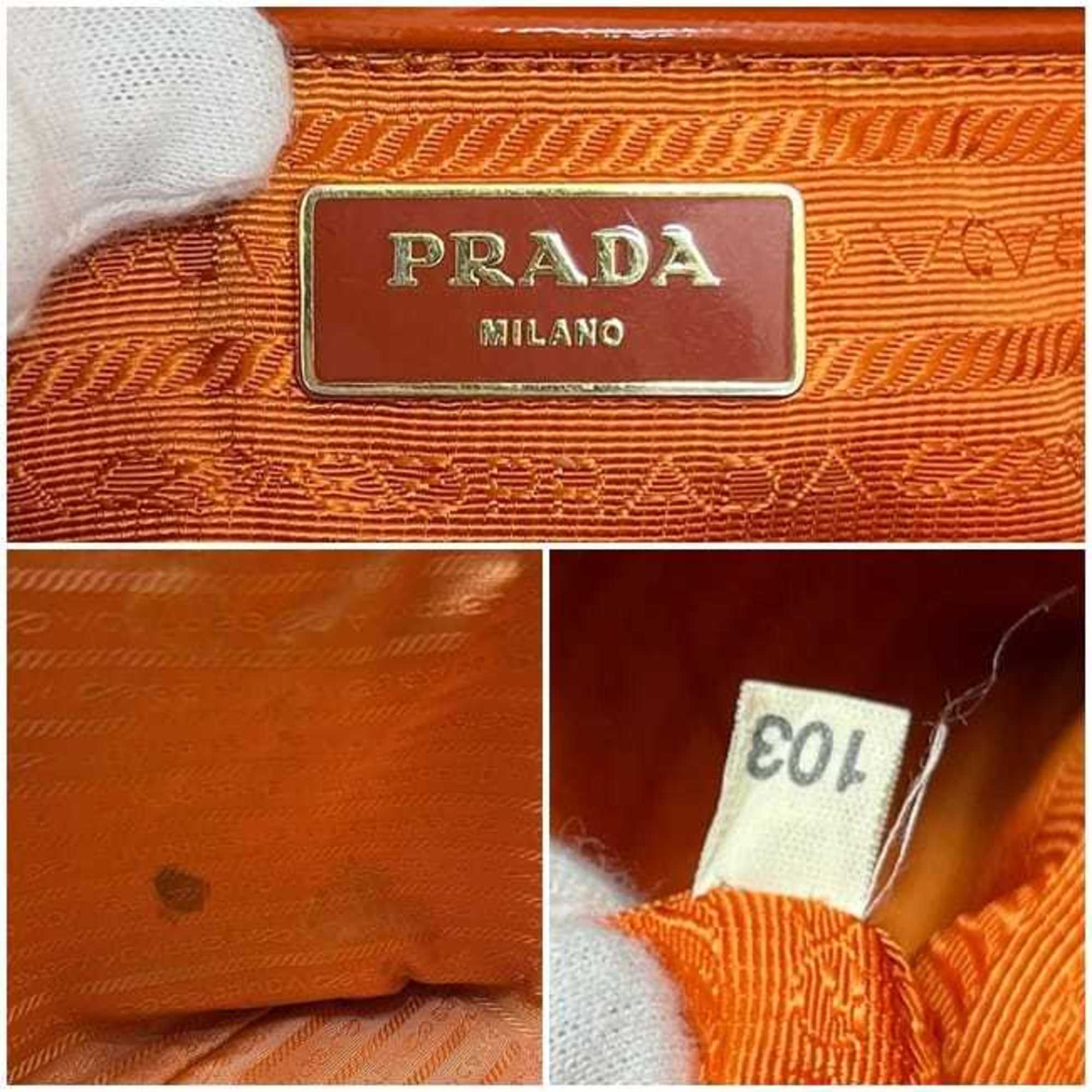 Prada Orange Patent Leather Leather Handbag Tote Bag (Pre-Owned)