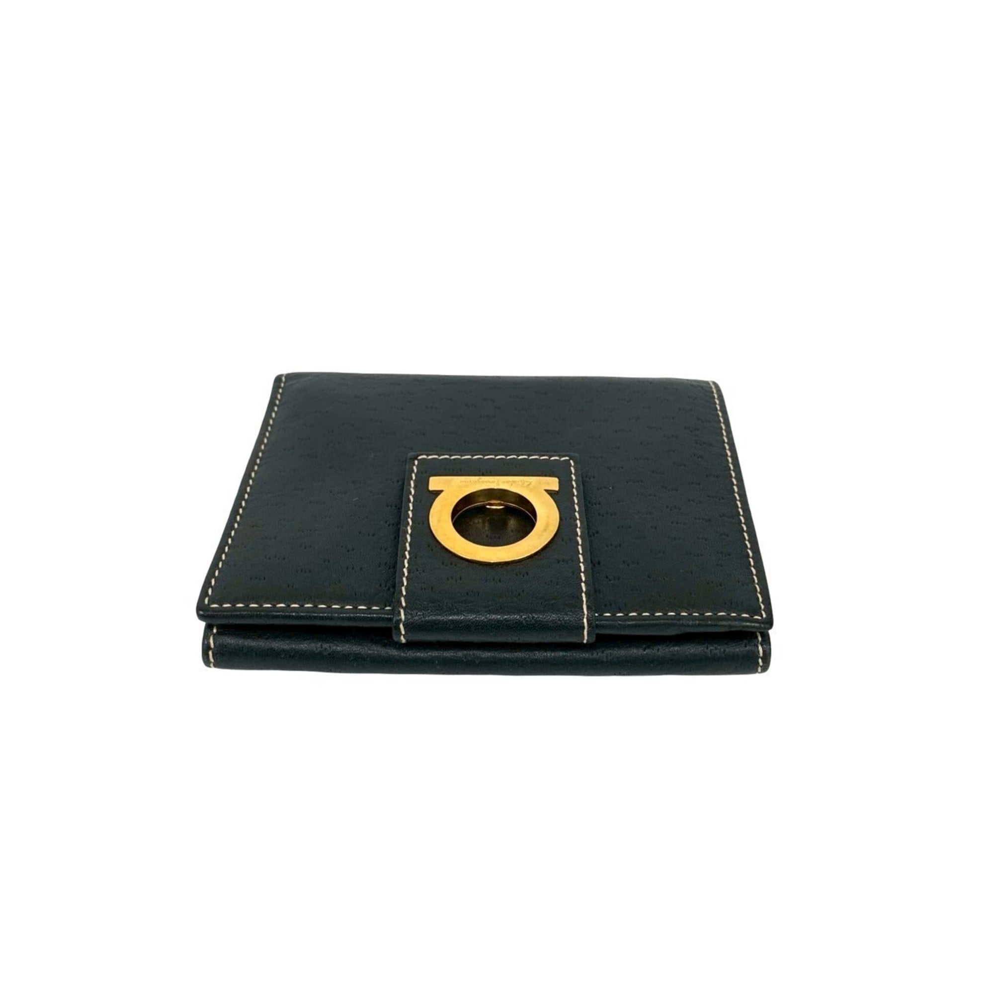 Salvatore Ferragamo Black Leather Wallet (Bi-Fold) (Pre-Owned)