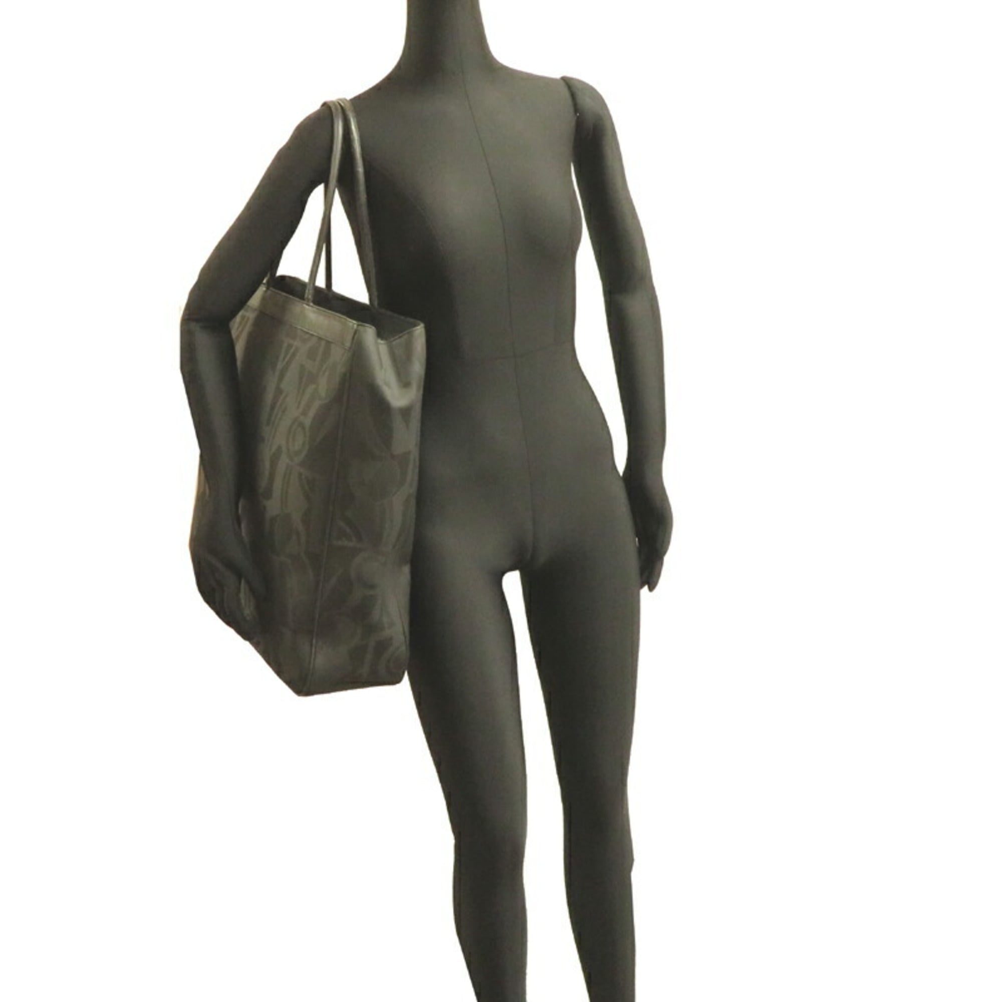Salvatore Ferragamo Black Leather Canvas Tote Bag (Pre-Owned)