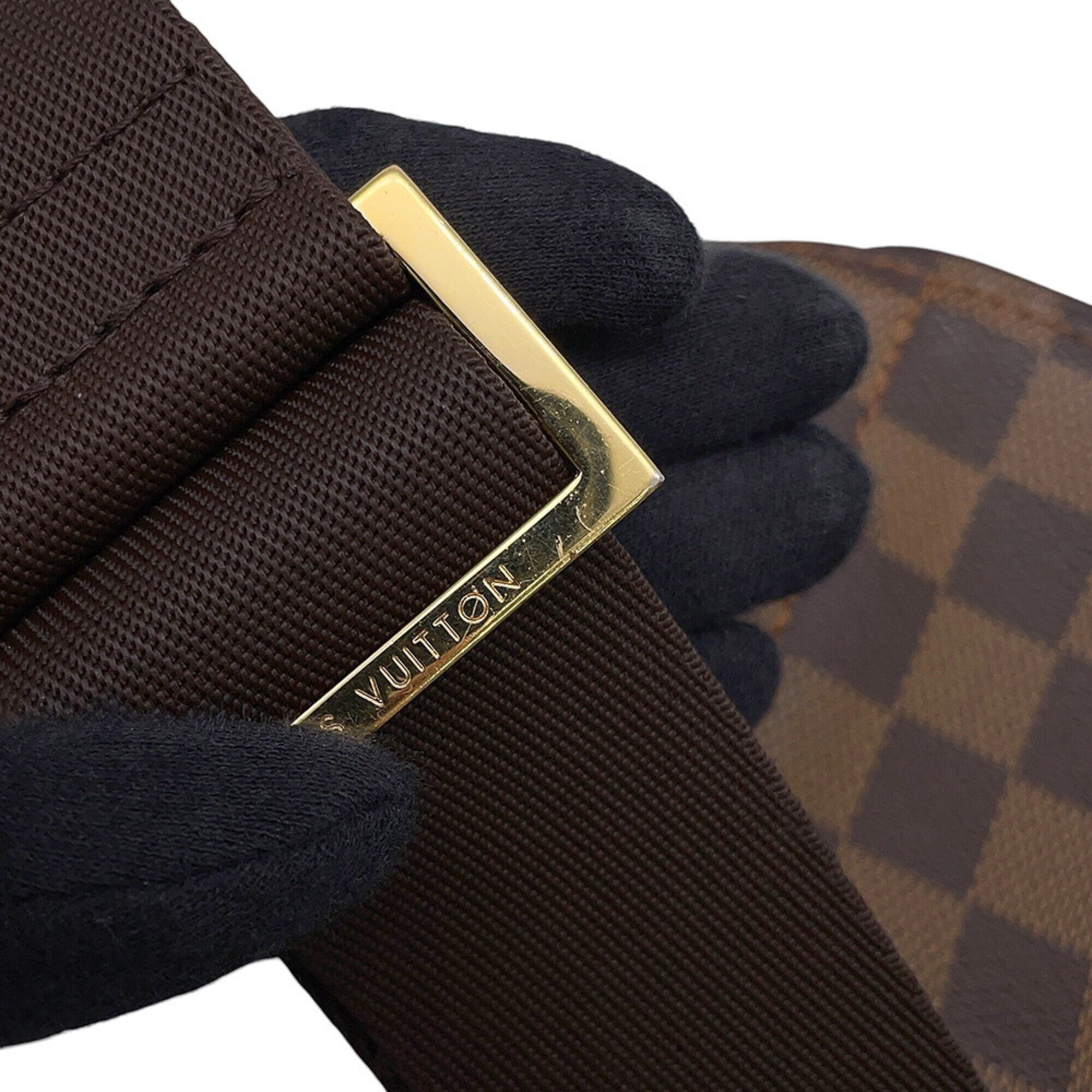 Louis Vuitton Brown Damier Canvas Ebene Exotic Leather Handbag Pouch Shoulder Bag Sling Bag (Pre-Owned)