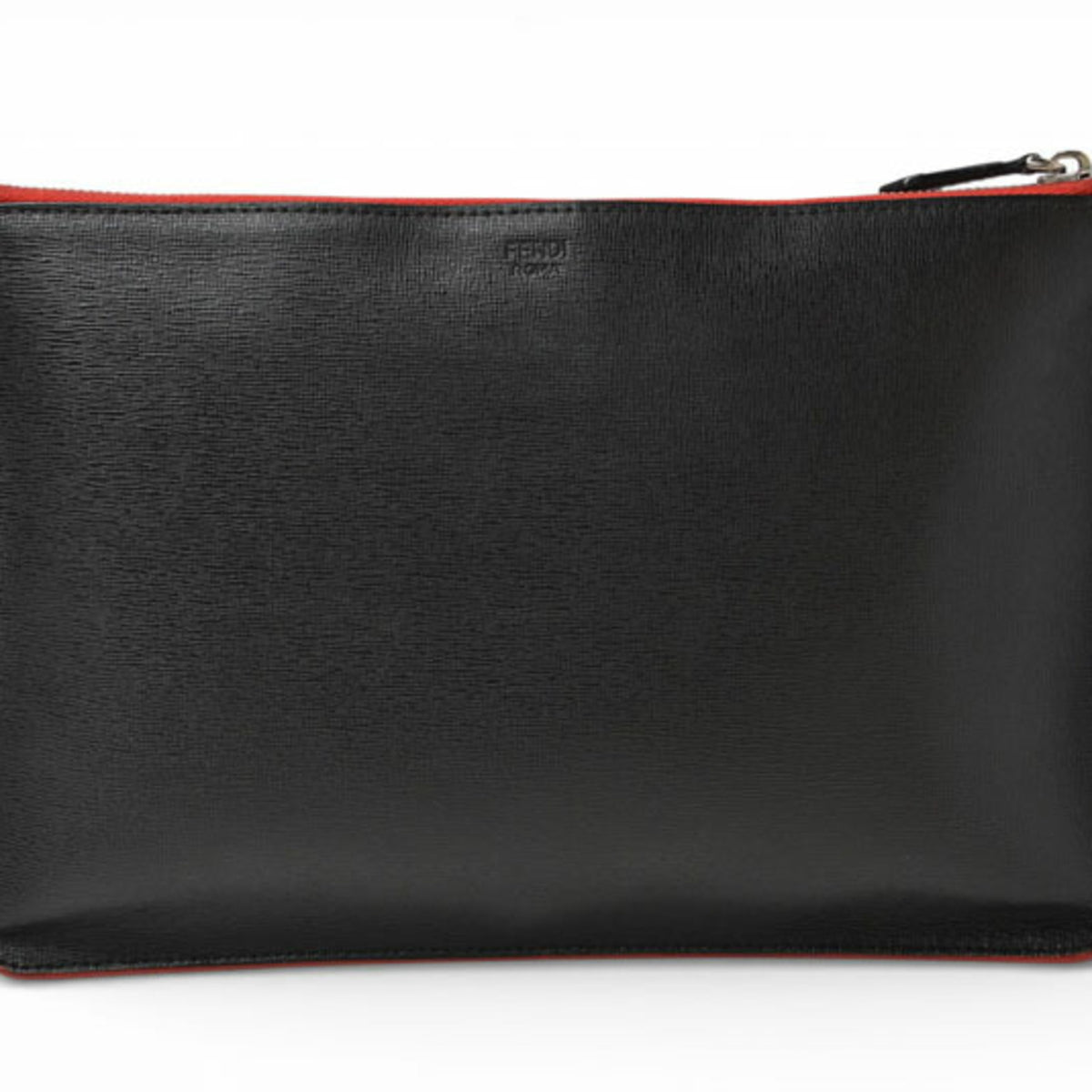 Fendi Black Red Color Canvas Clutch Bag (Pre-Owned)