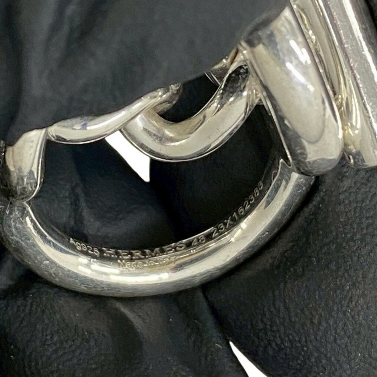 Hermes Silver Silver 925 Band Ring (Pre-Owned)
