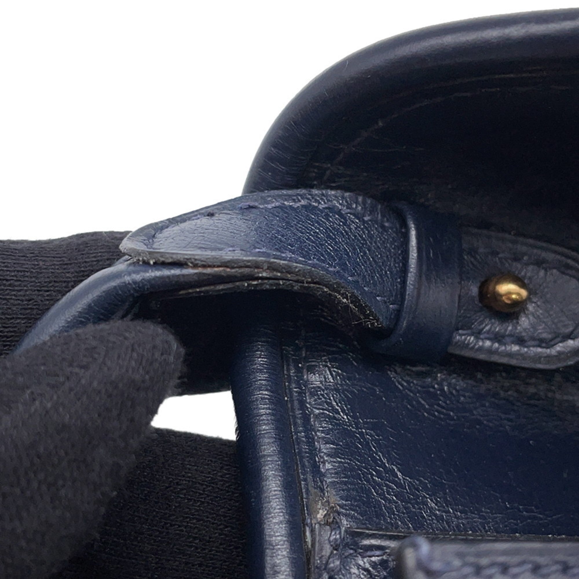 Hermes Navy Box Nepal Leather Handbag Shoulder Bag (Pre-Owned)