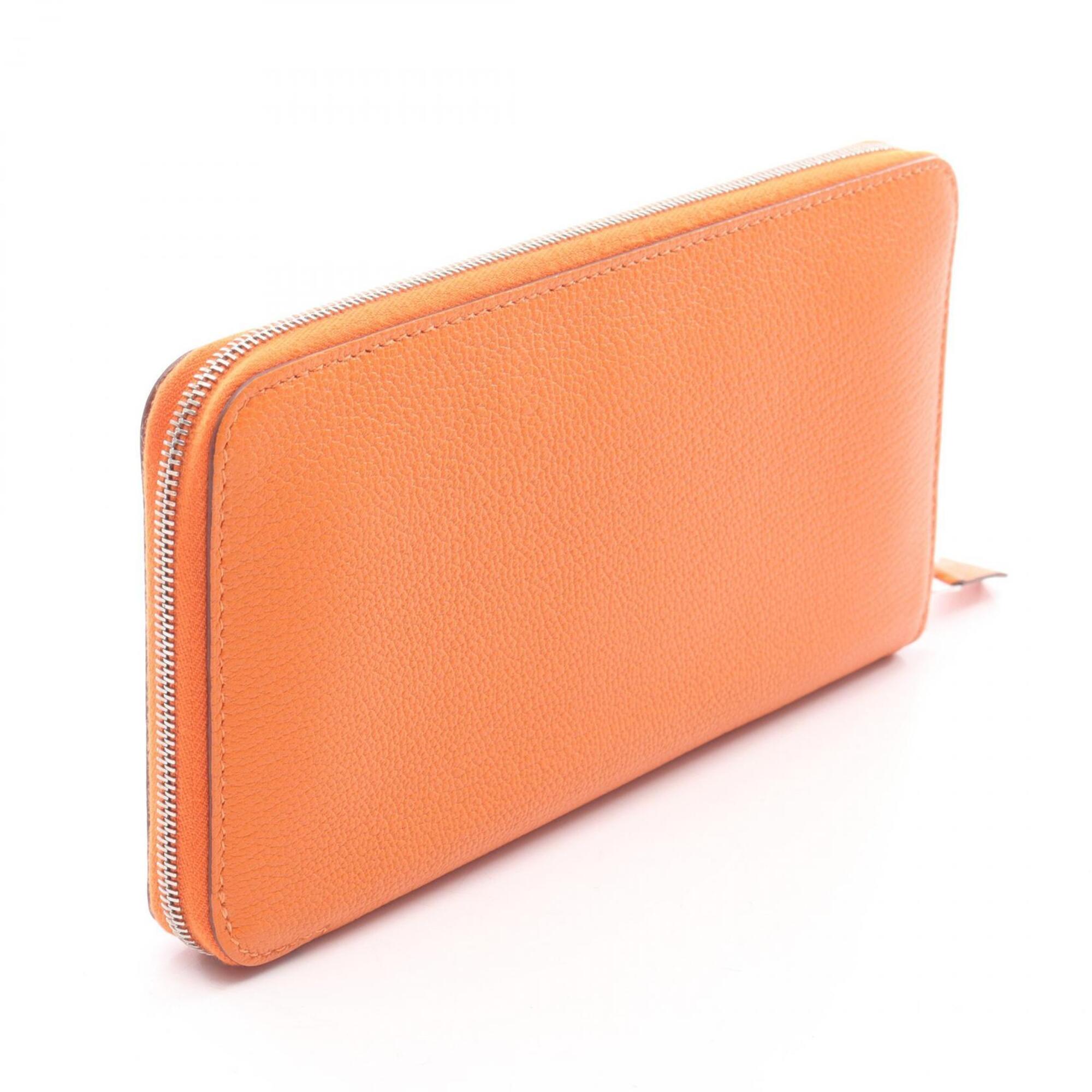 Hermes Feu Orange Chevre Leather Leather Long Wallet (Bi-Fold) (Pre-Owned)