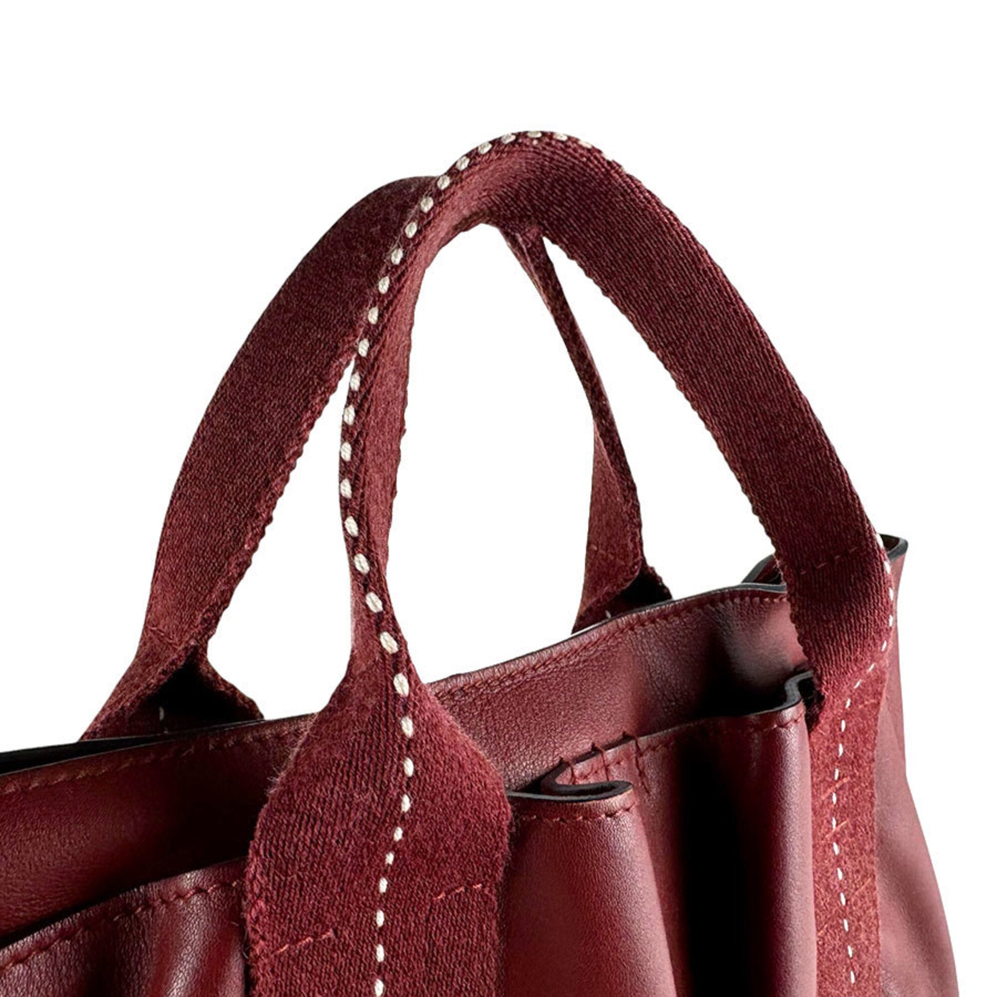 Hermes Dark Red Veau Derma Handbag (Pre-Owned)