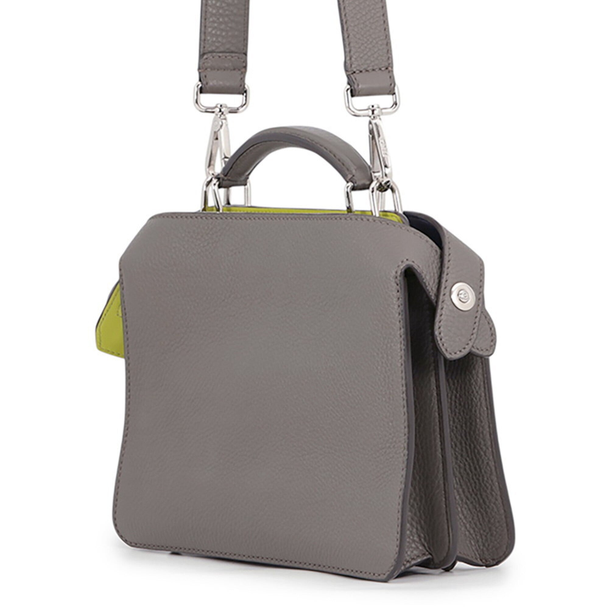 Fendi Gray Leather Handbag Shoulder Bag (Pre-Owned)