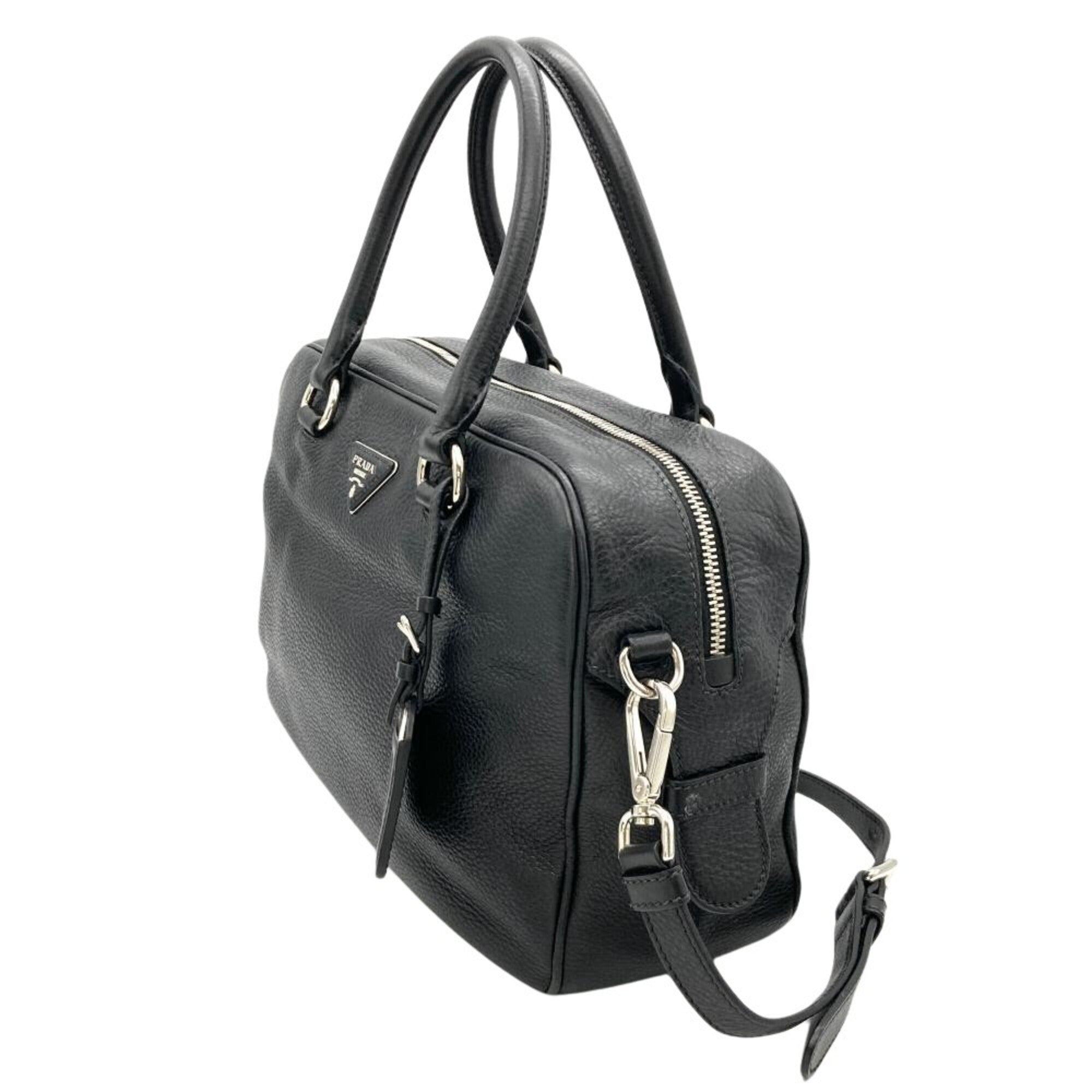 Prada Black Leather Handbag Shoulder Bag (Pre-Owned)