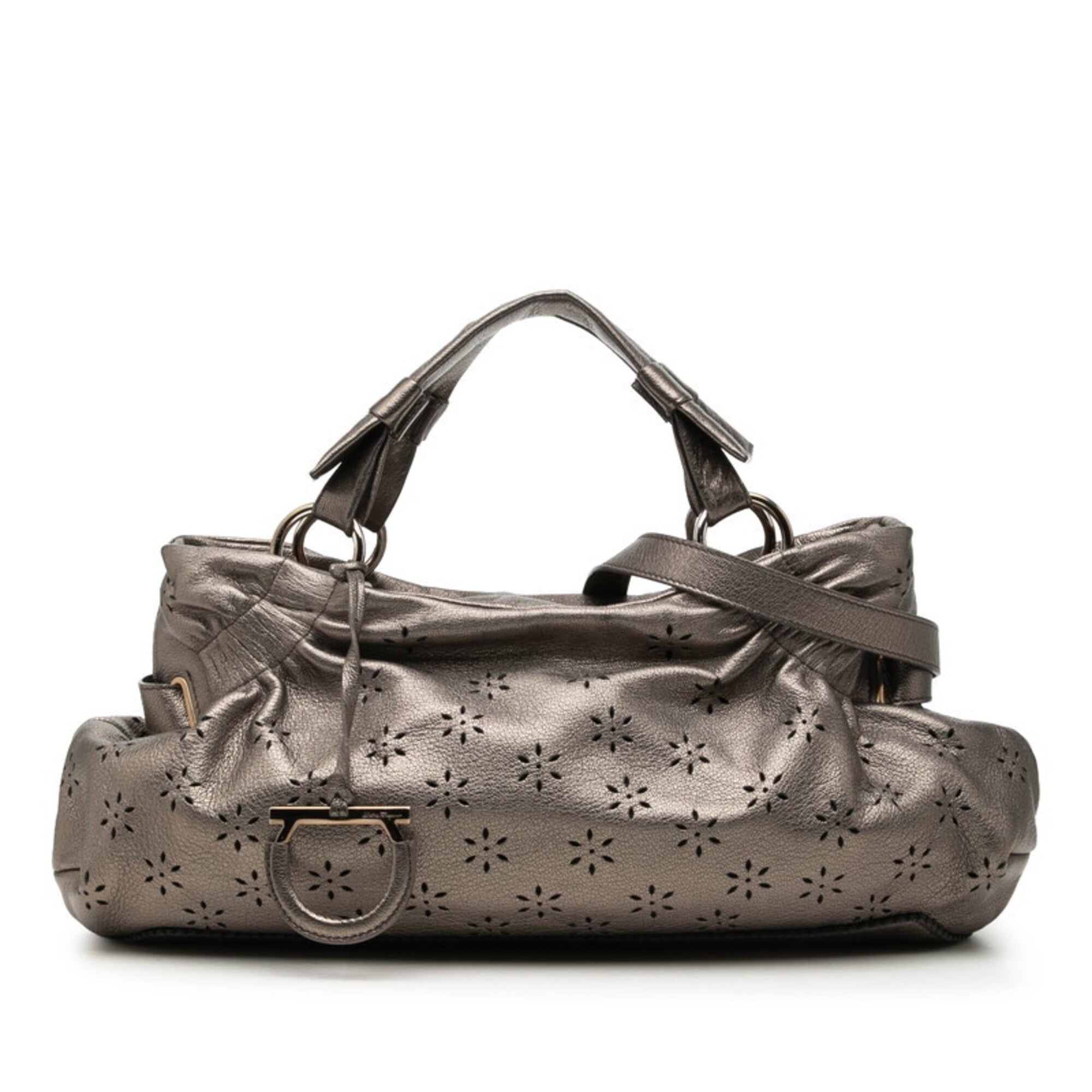 Salvatore Ferragamo Bronze Brown Leather Handbag Shoulder Bag (Pre-Owned)