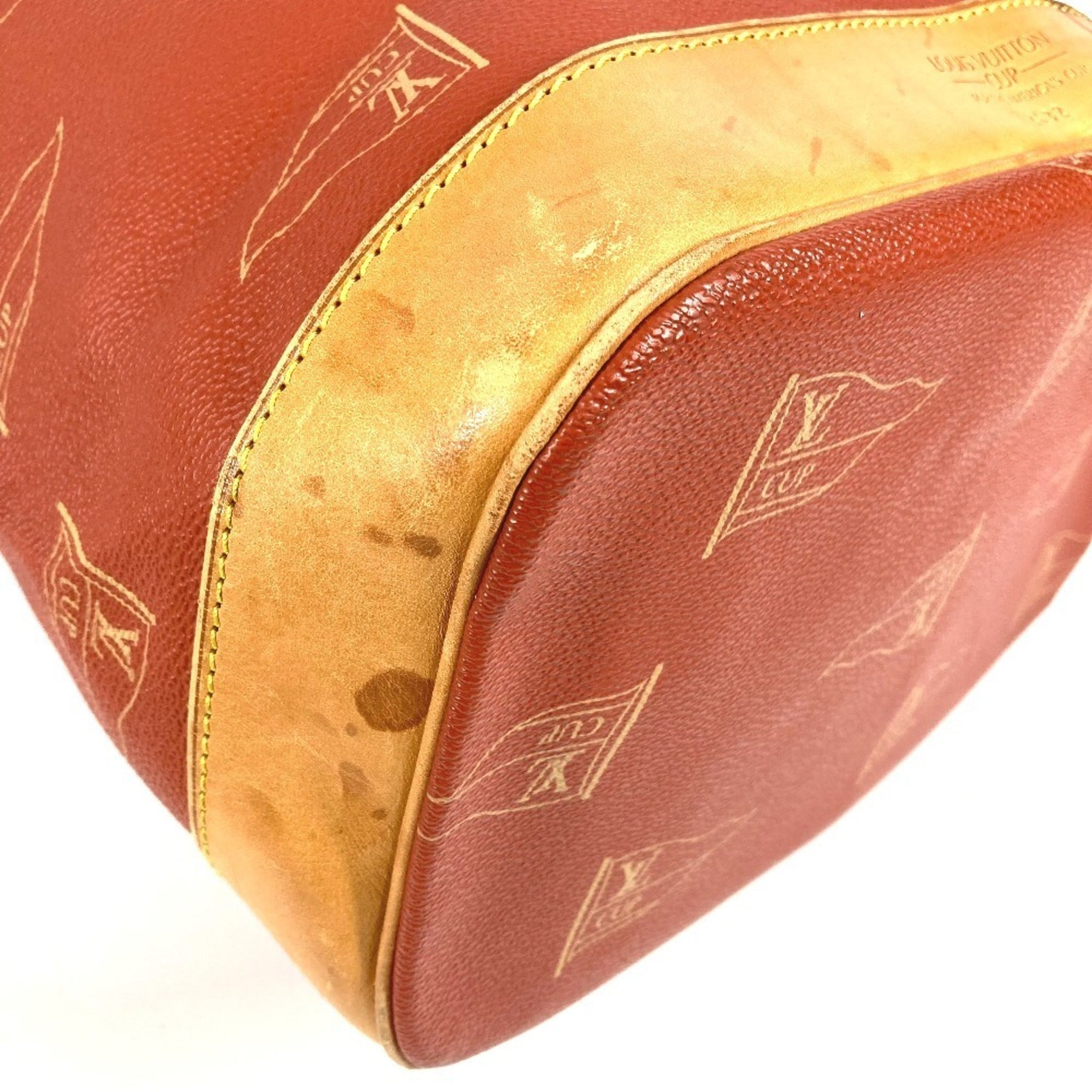 Louis Vuitton Orange Leather Canvas Shoulder Bag (Pre-Owned)