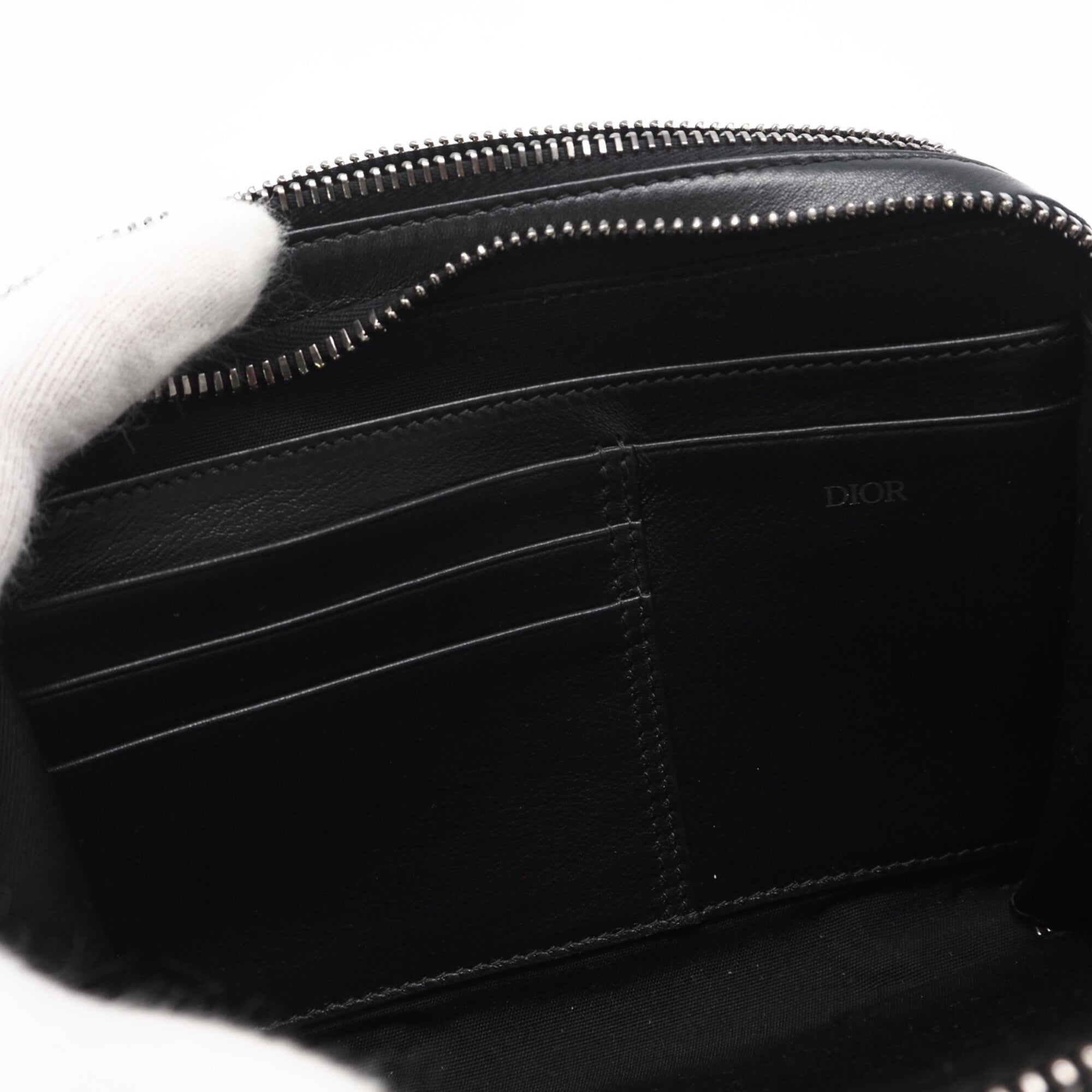 Christian Dior Black Gray Coated Canvas Leather Shoulder Bag (Pre-Owned)