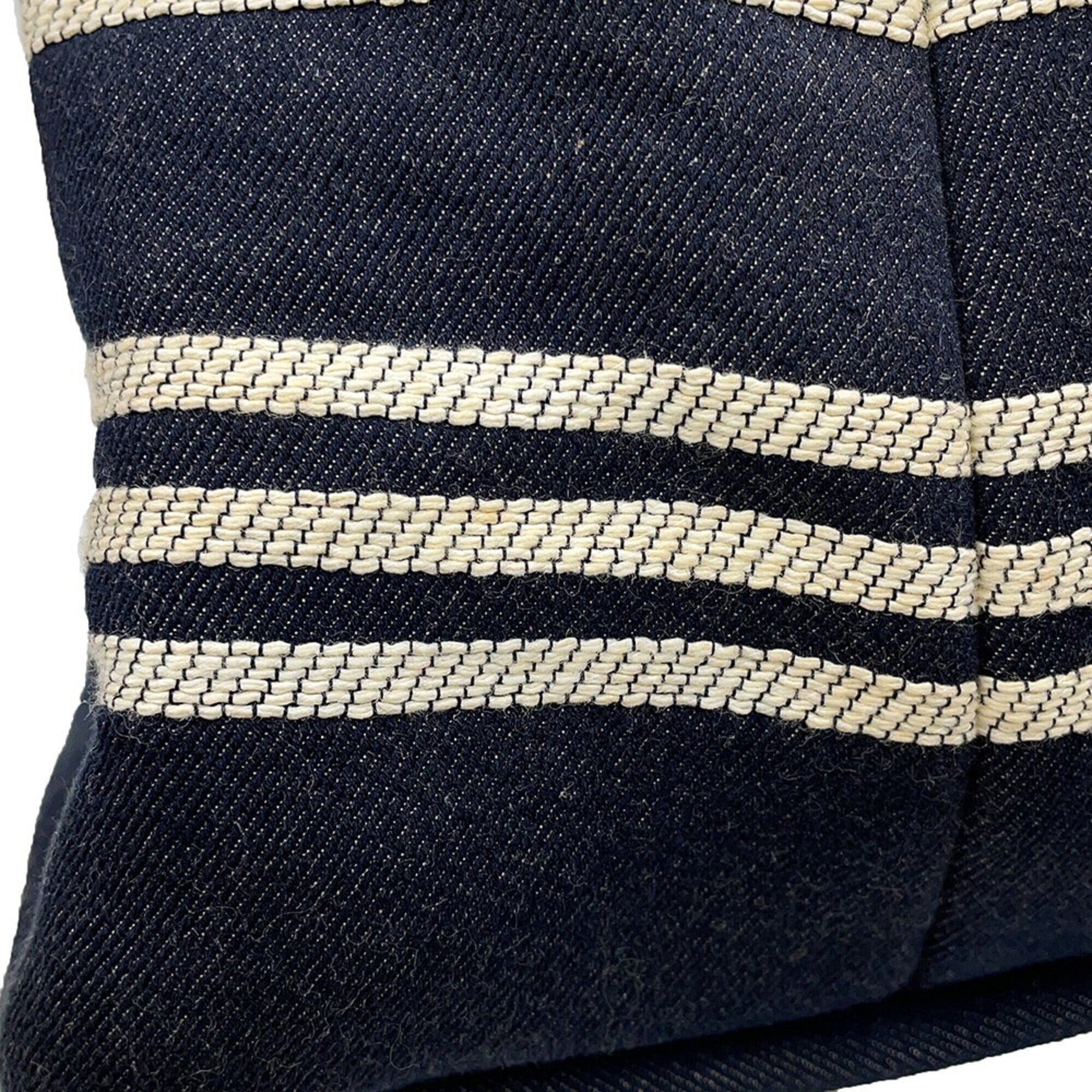 Chanel Denim Navy Denim Leather Handbag Shoulder Bag Tote Bag (Pre-Owned)