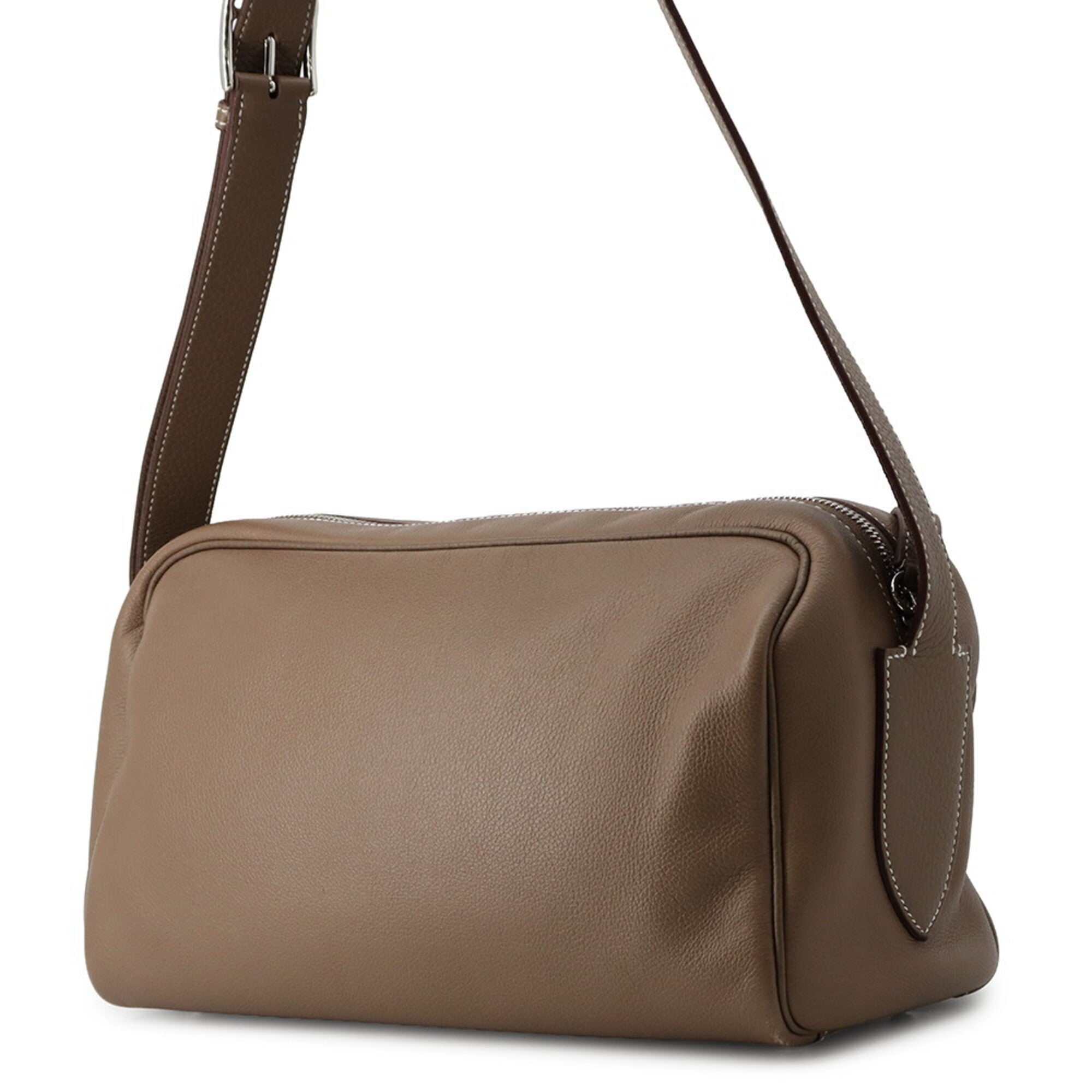 Hermes Etoupe Gray Taurillon Clemence Leather Handbag Shoulder Bag (Pre-Owned)