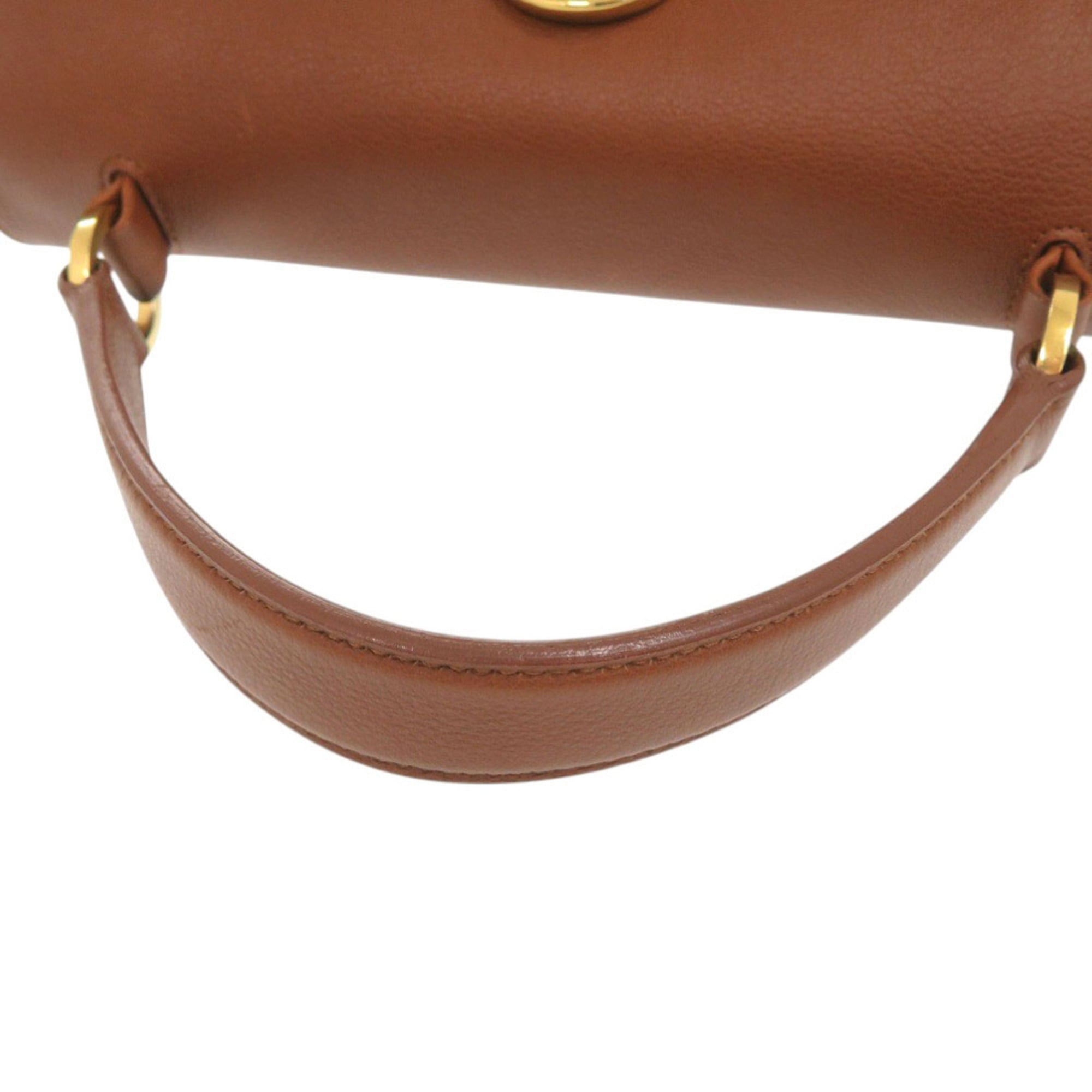Yves Saint Laurent Brown Leather Canvas Handbag Shoulder Bag (Pre-Owned)