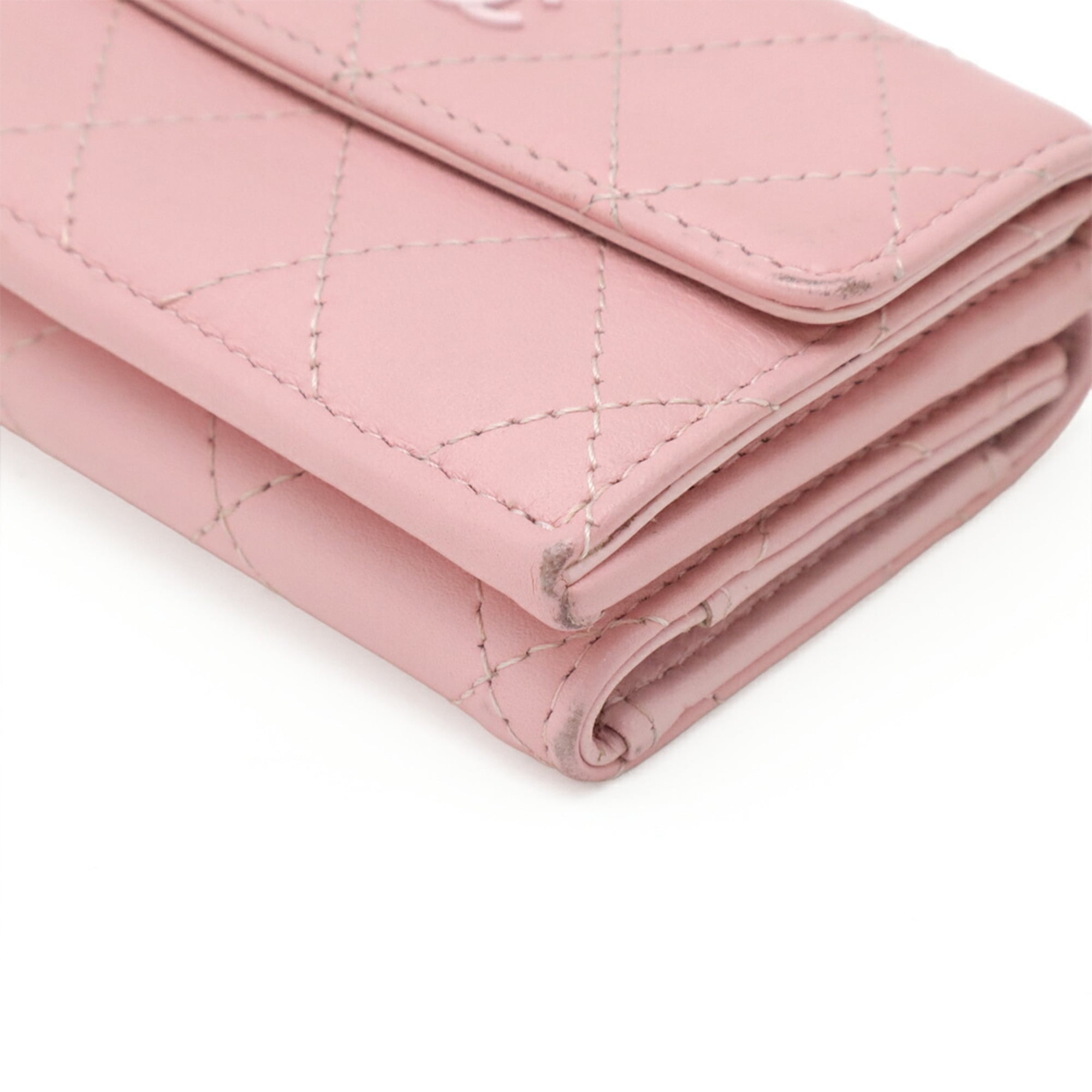 Chanel Pink Leather Wallet (Tri-Fold) (Pre-Owned)