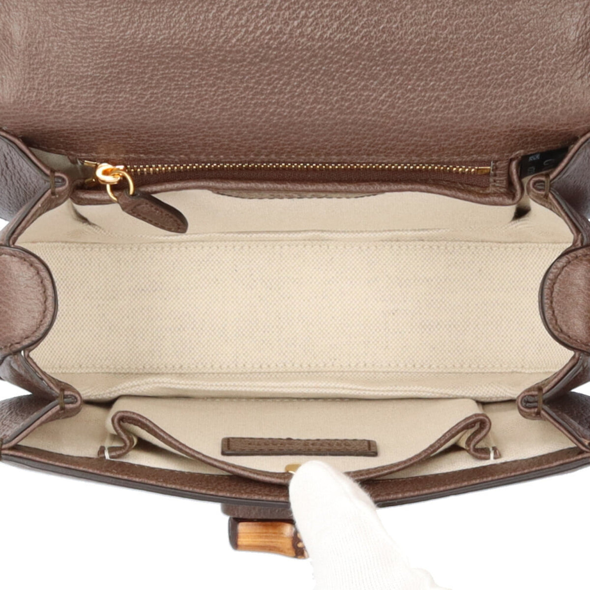 Gucci Brown Leather Gg Canvas Handbag Shoulder Bag (Pre-Owned)