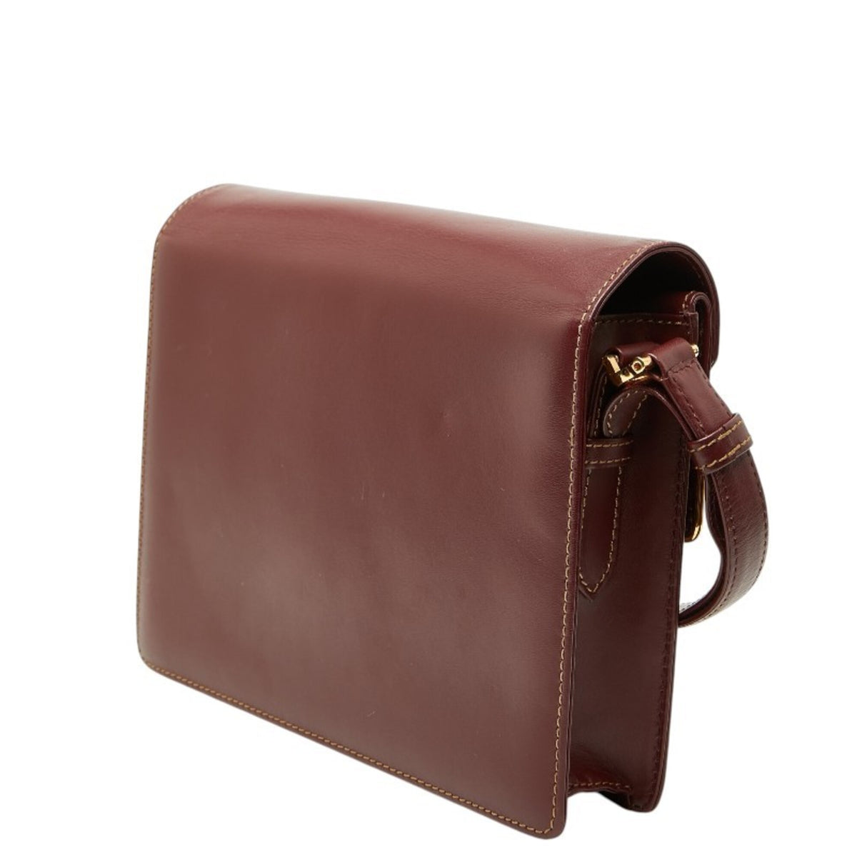 Cartier Wine Red Leather Shoulder Bag (Pre-Owned)