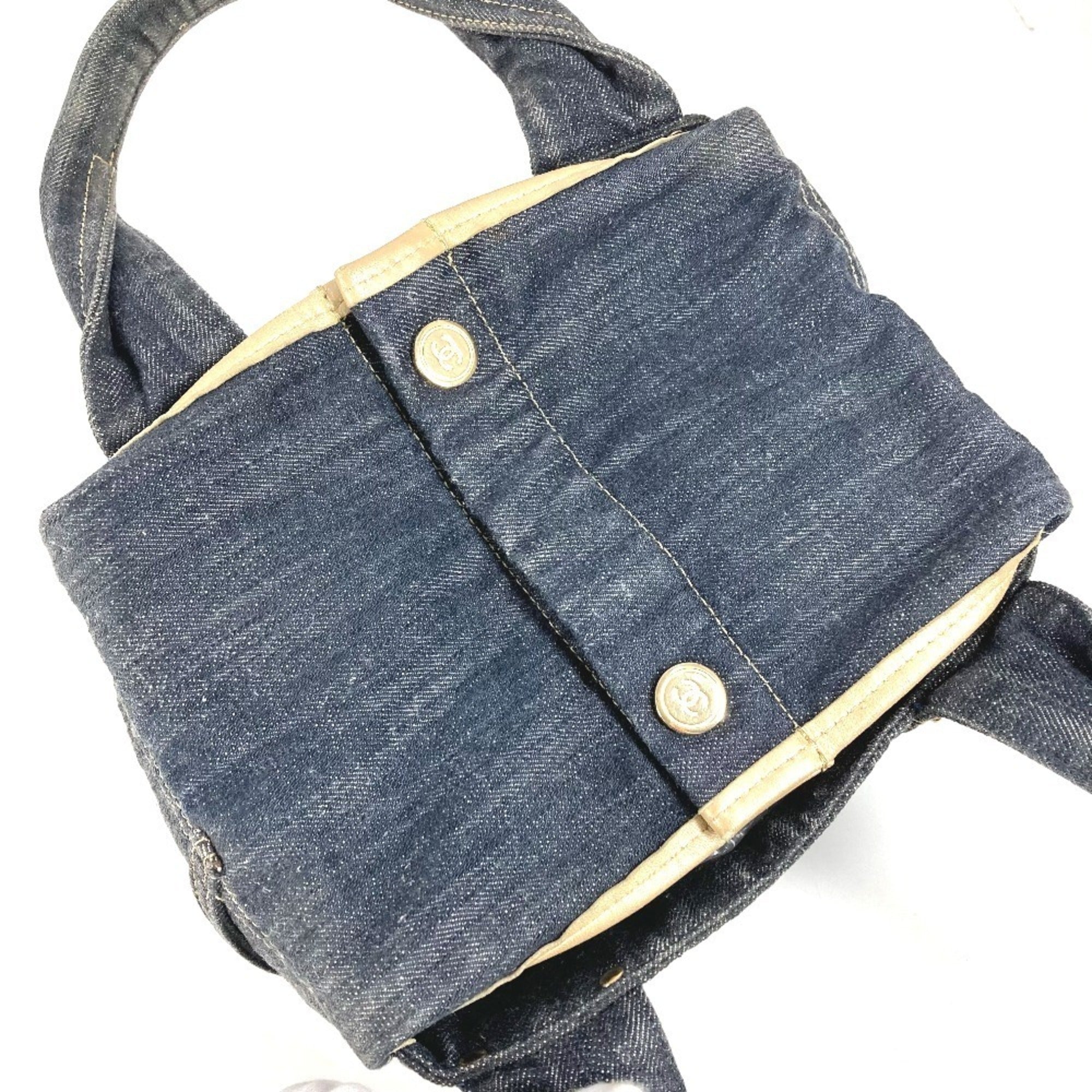 Chanel Denim Blue Denim Handbag Tote Bag (Pre-Owned)