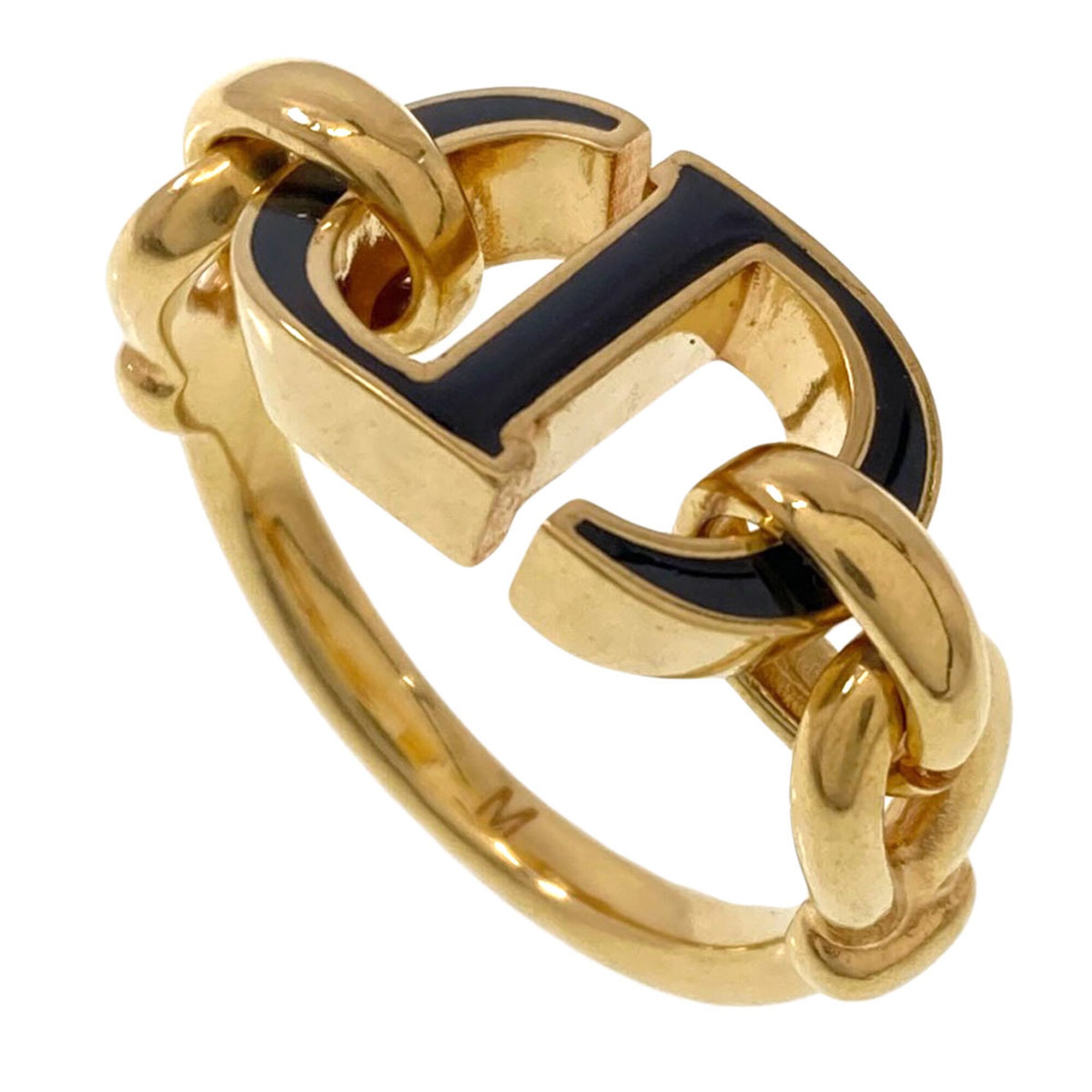 Christian Dior Gold Black Gold Plating Band Ring (Pre-Owned)