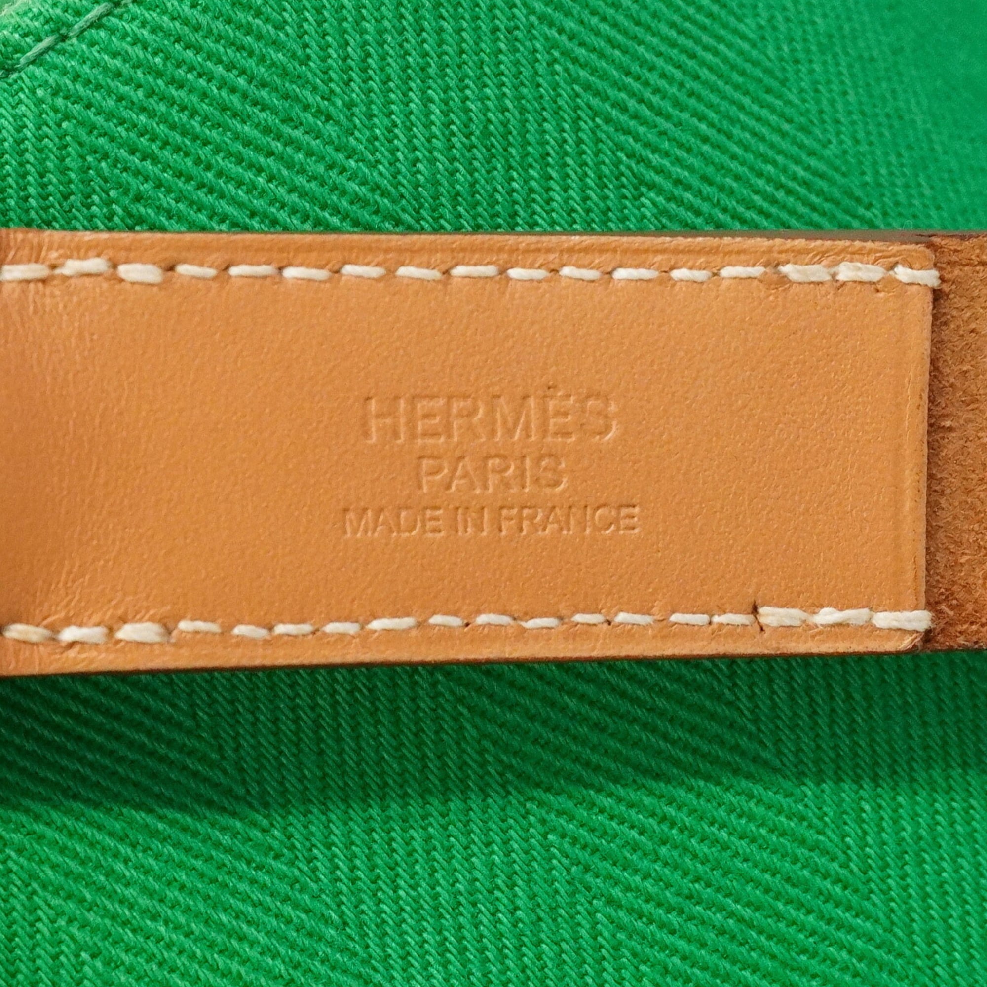 Hermes Green Toile Chevron Shoulder Bag (Pre-Owned)