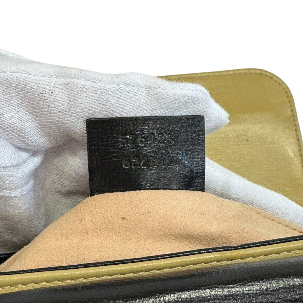 Gucci Beige Black Leather Handbag Shoulder Bag (Pre-Owned)