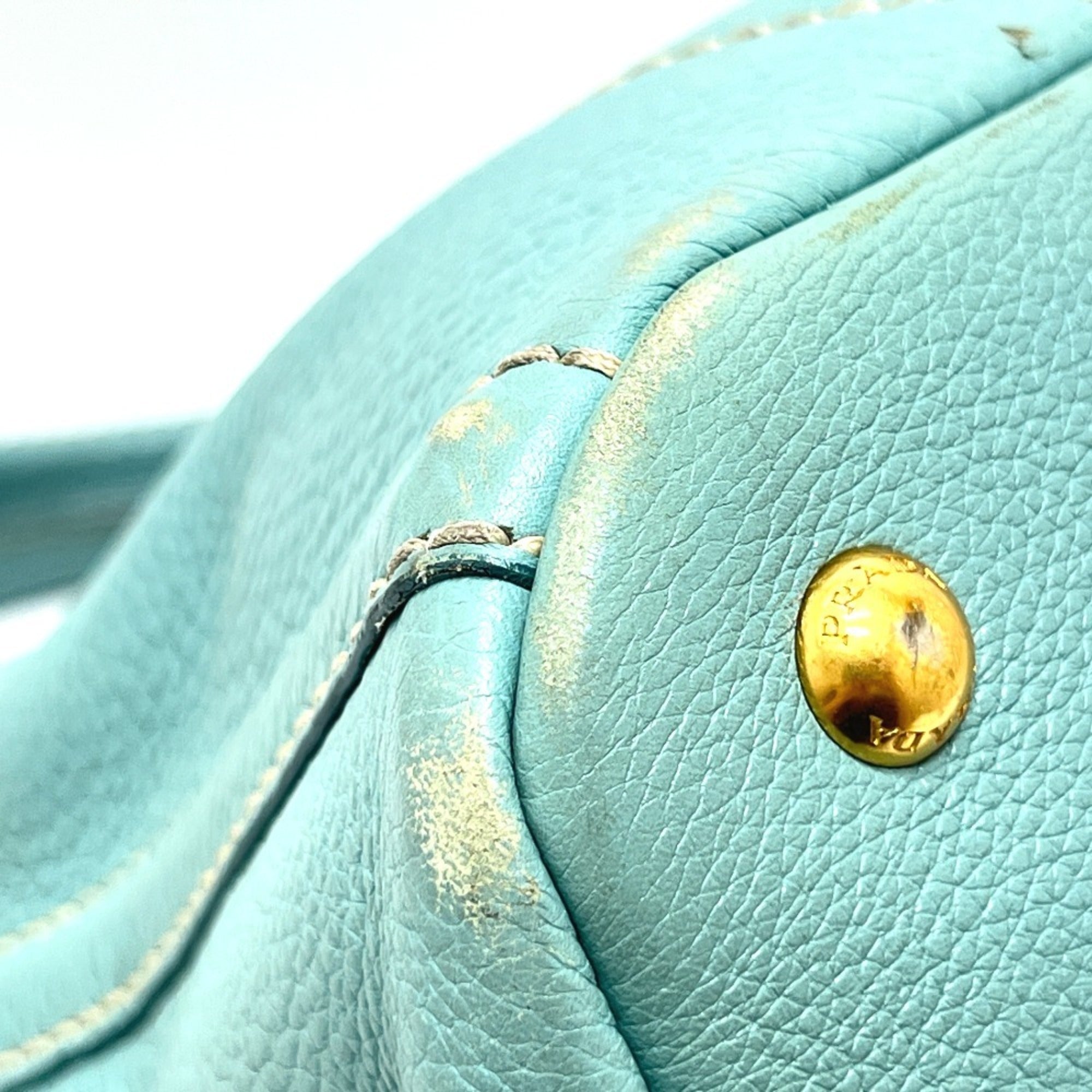 Prada Blue Canapa Handbag Tote Bag (Pre-Owned)