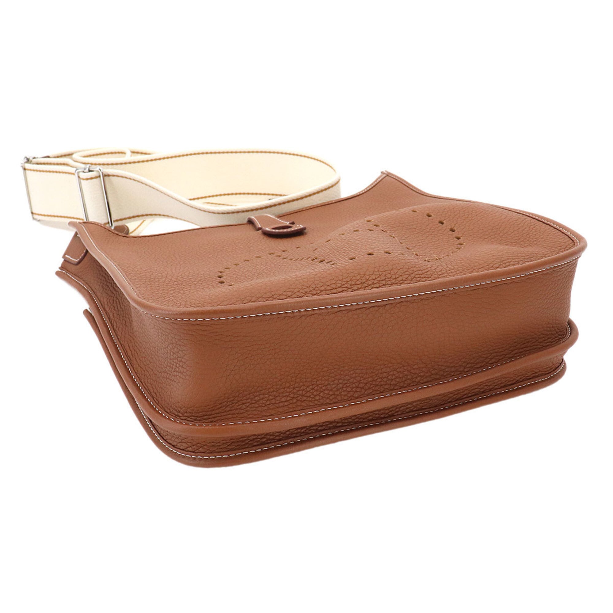 Hermes Evelyne Gold Taurillon Clemence Leather Handbag Shoulder Bag (Pre-Owned)