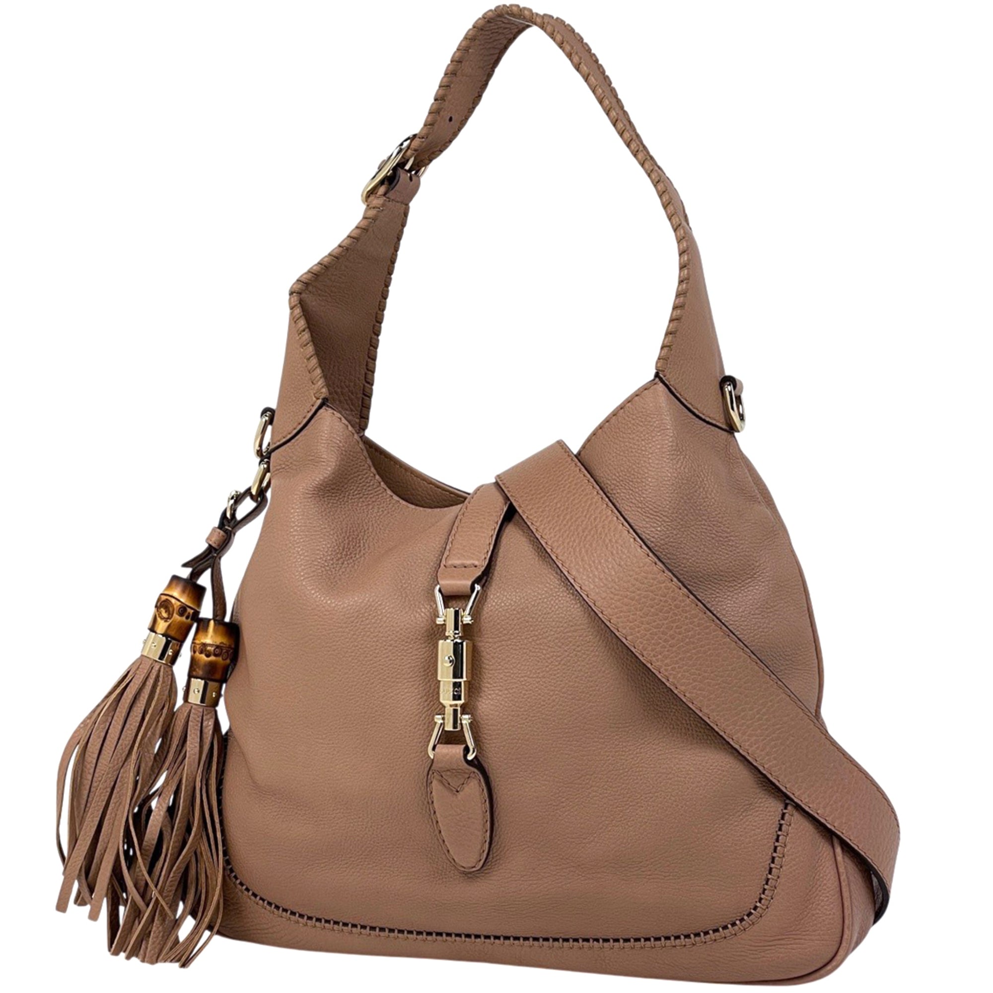 Gucci Beige Bamboo Handbag Shoulder Bag (Pre-Owned)