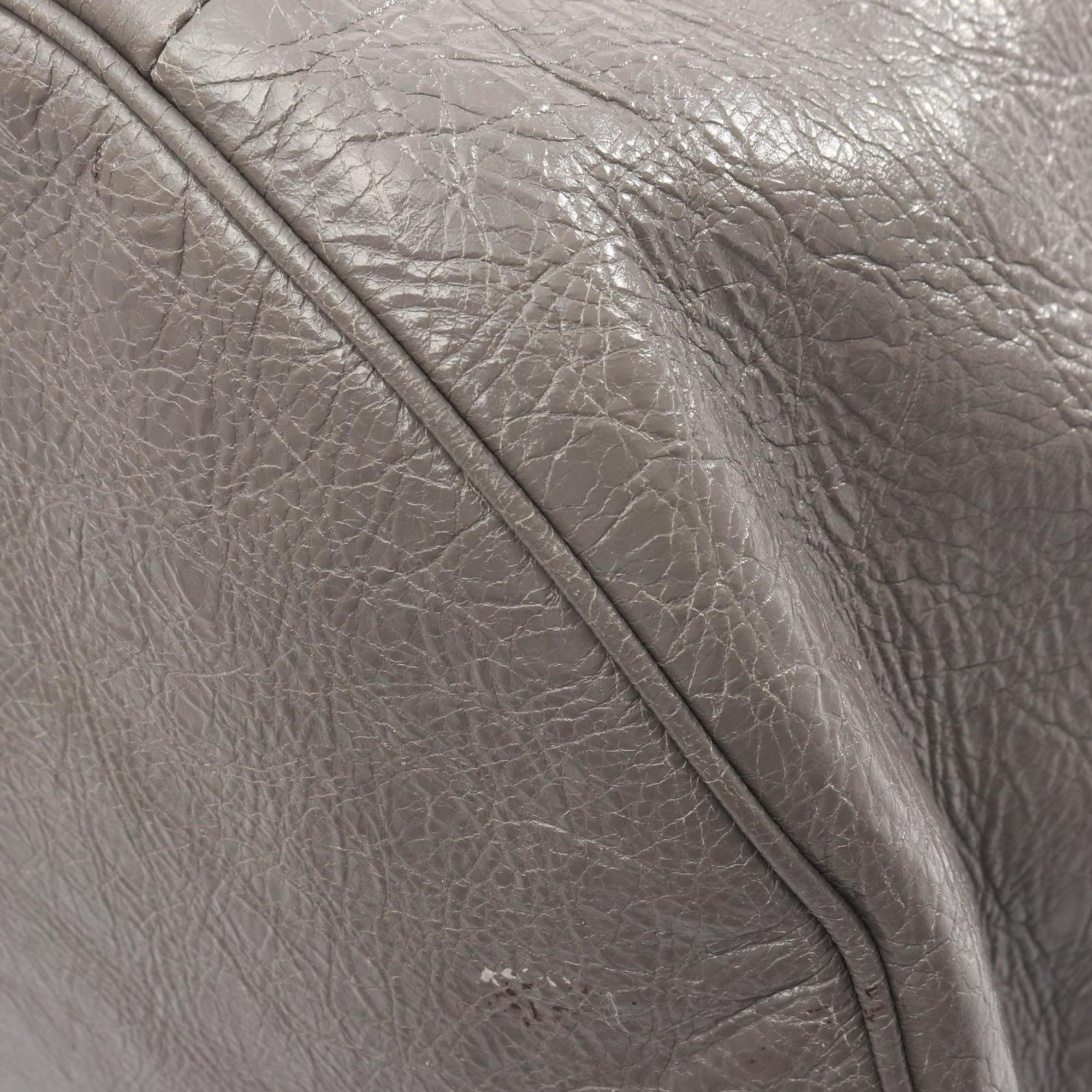 Balenciaga Gray Leather Boston Bag Handbag (Pre-Owned)