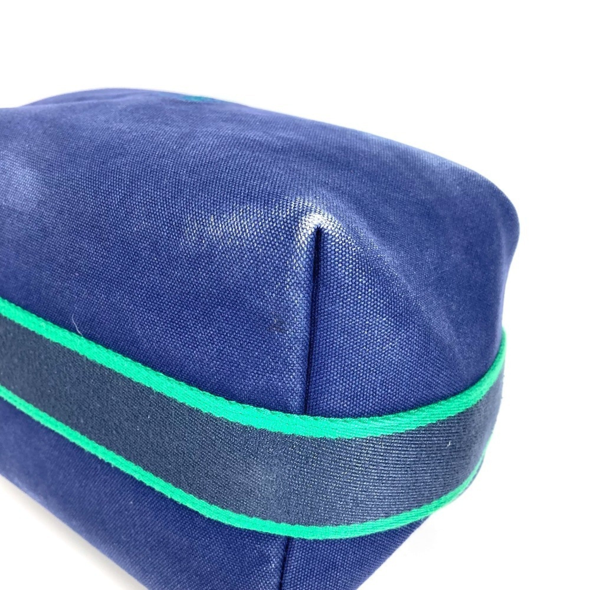 Hermes Blue Green Cotton Handbag Pouch Vanity Bag (Pre-Owned)
