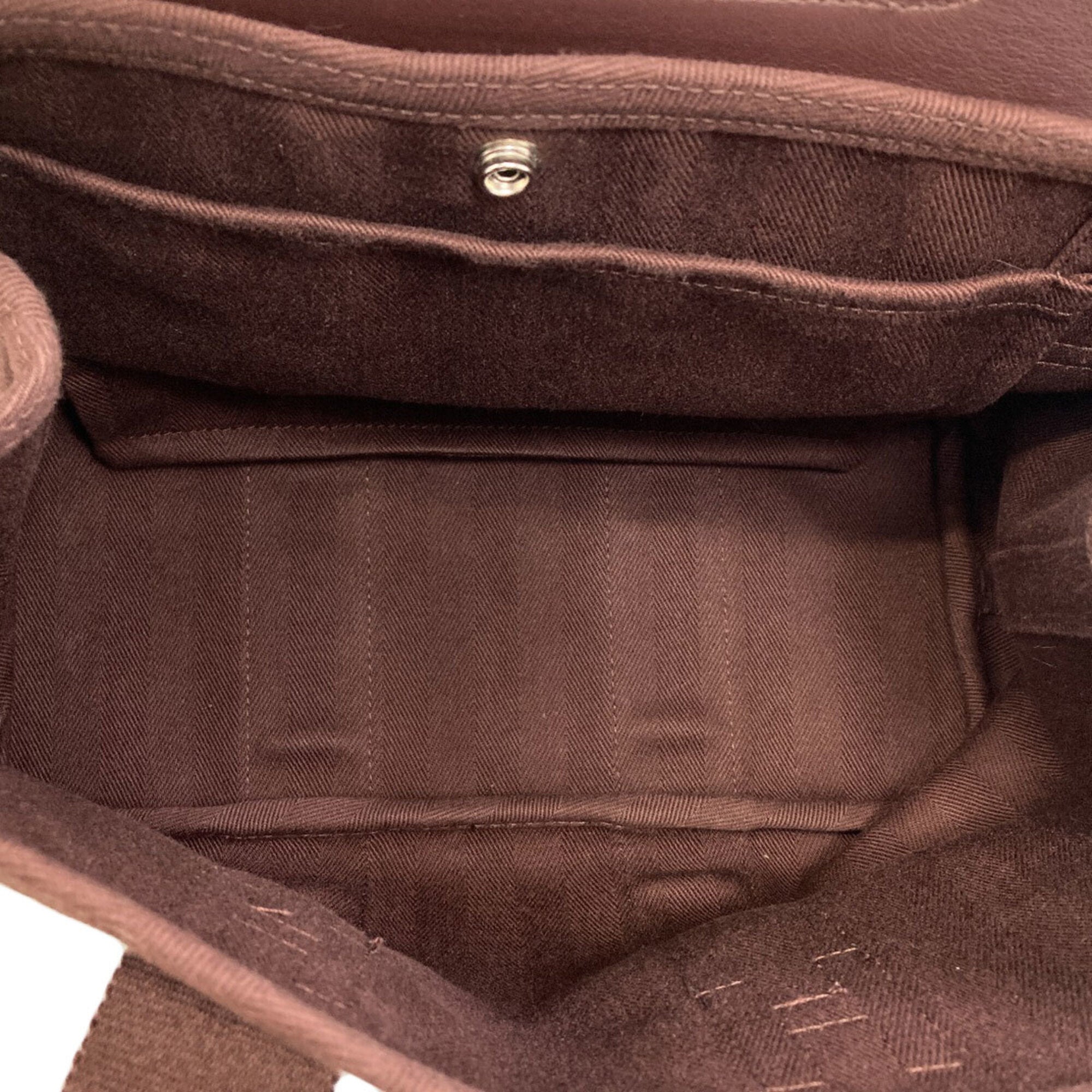 Hermes Dark Brown Canvas Handbag (Pre-Owned)