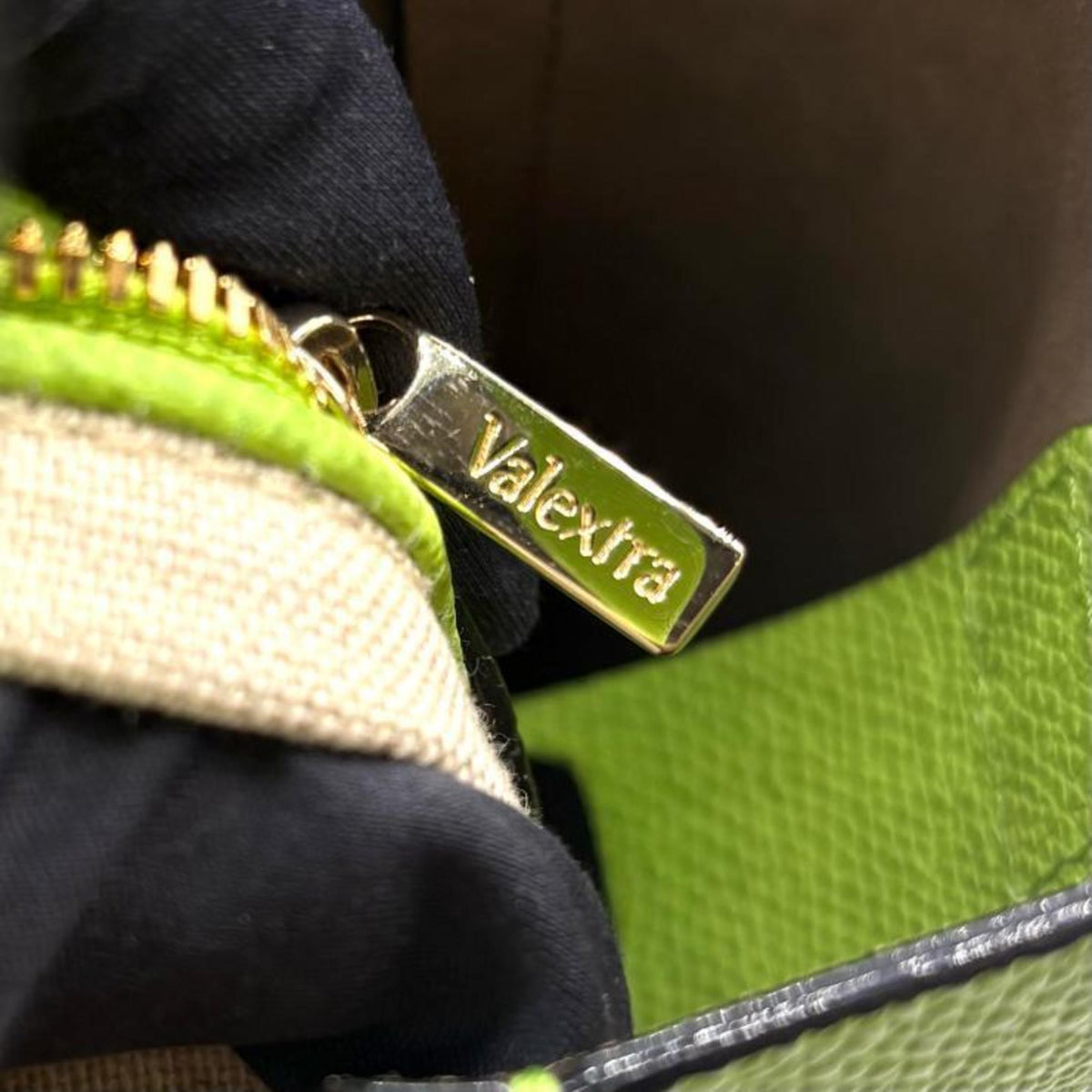 Valextra Green Leather Handbag Pouch (Pre-Owned)