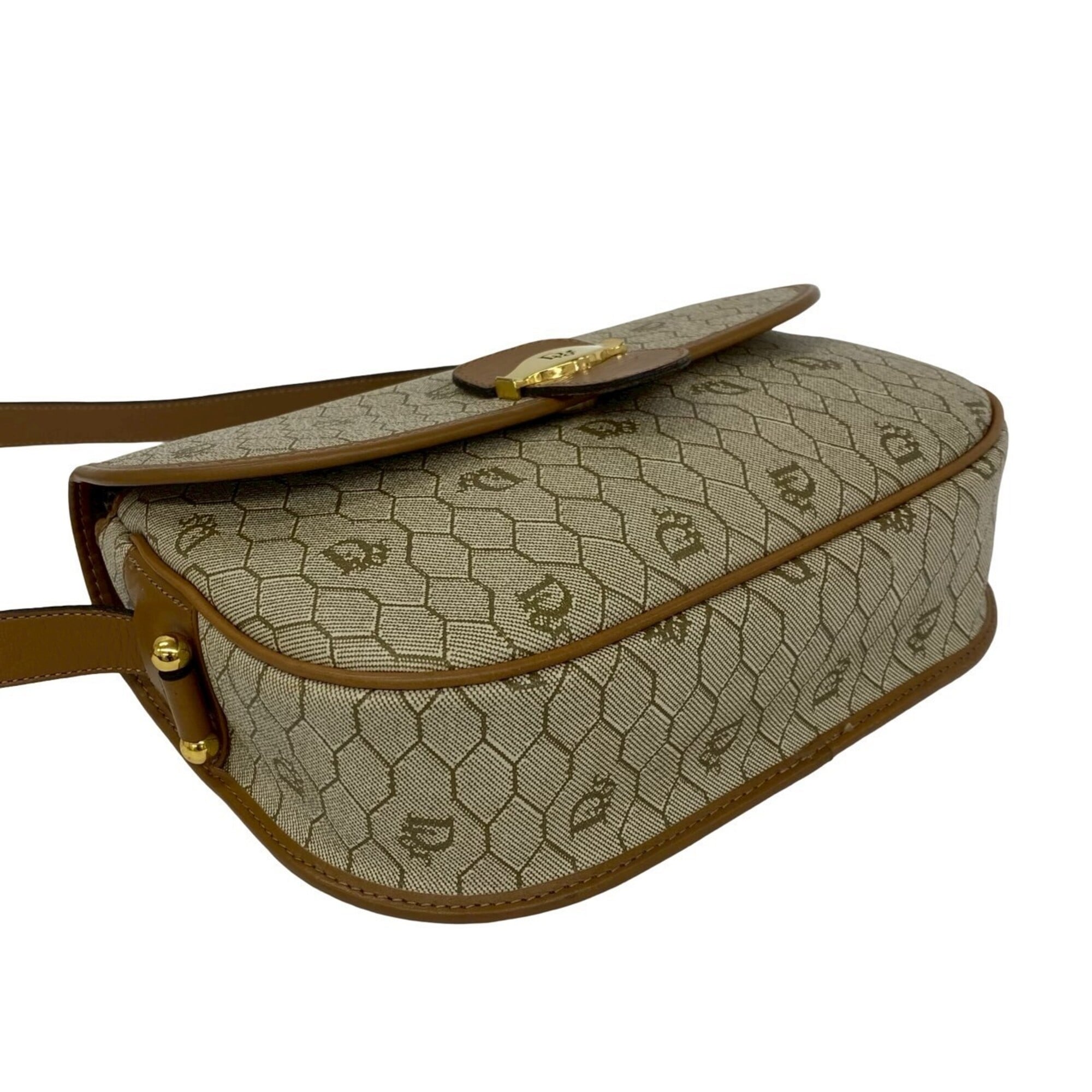Christian Dior Beige Brown Leather Pvc Pochette Shoulder Bag (Pre-Owned)