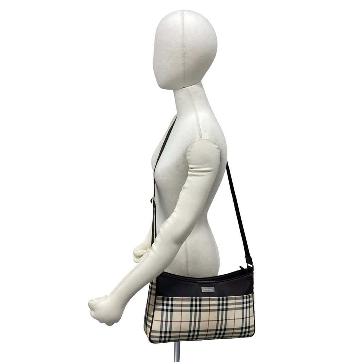 Burberry Beige Brown Canvas Leather Pochette Shoulder Bag (Pre-Owned)