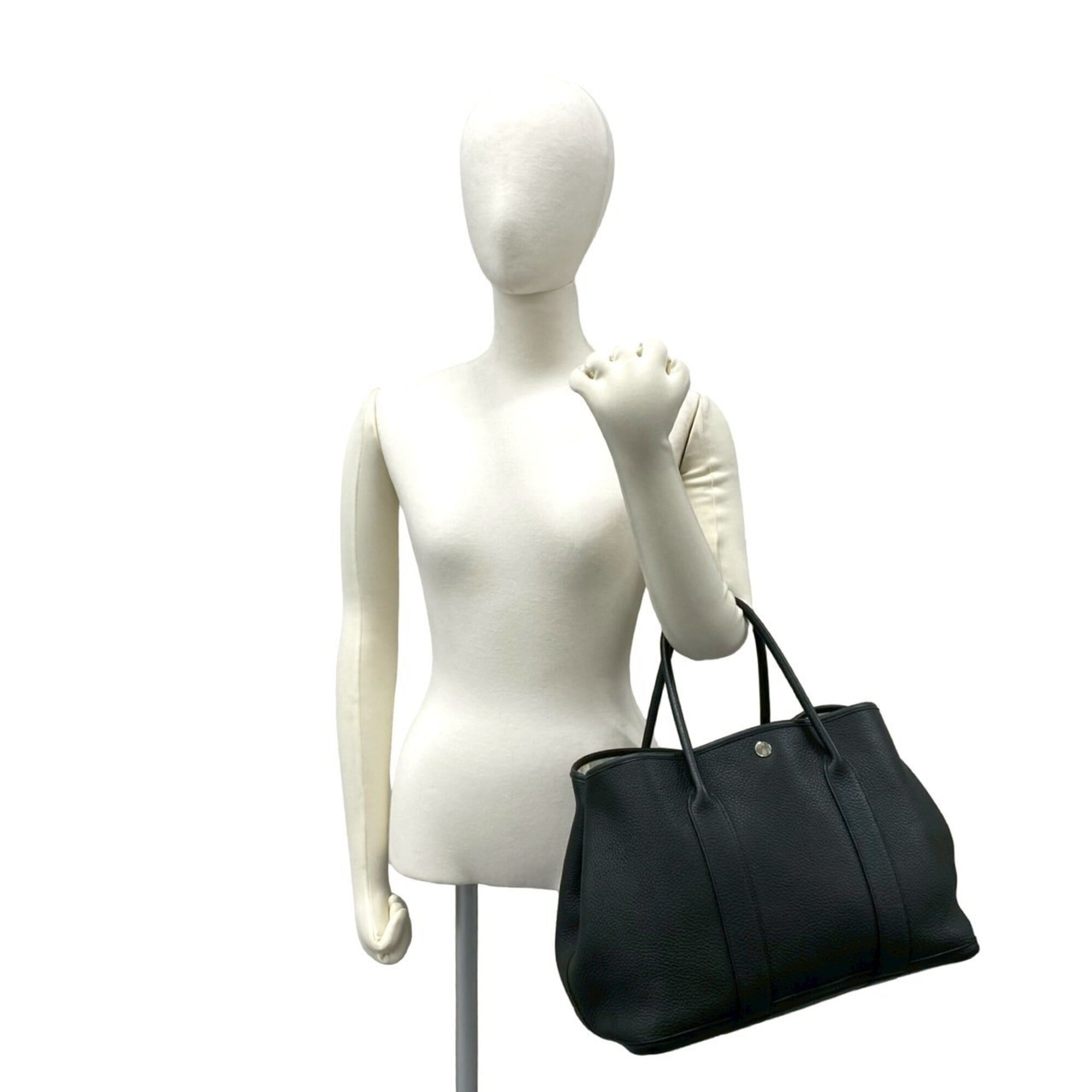 Hermes Black Negonda Leather Handbag Tote Bag (Pre-Owned)