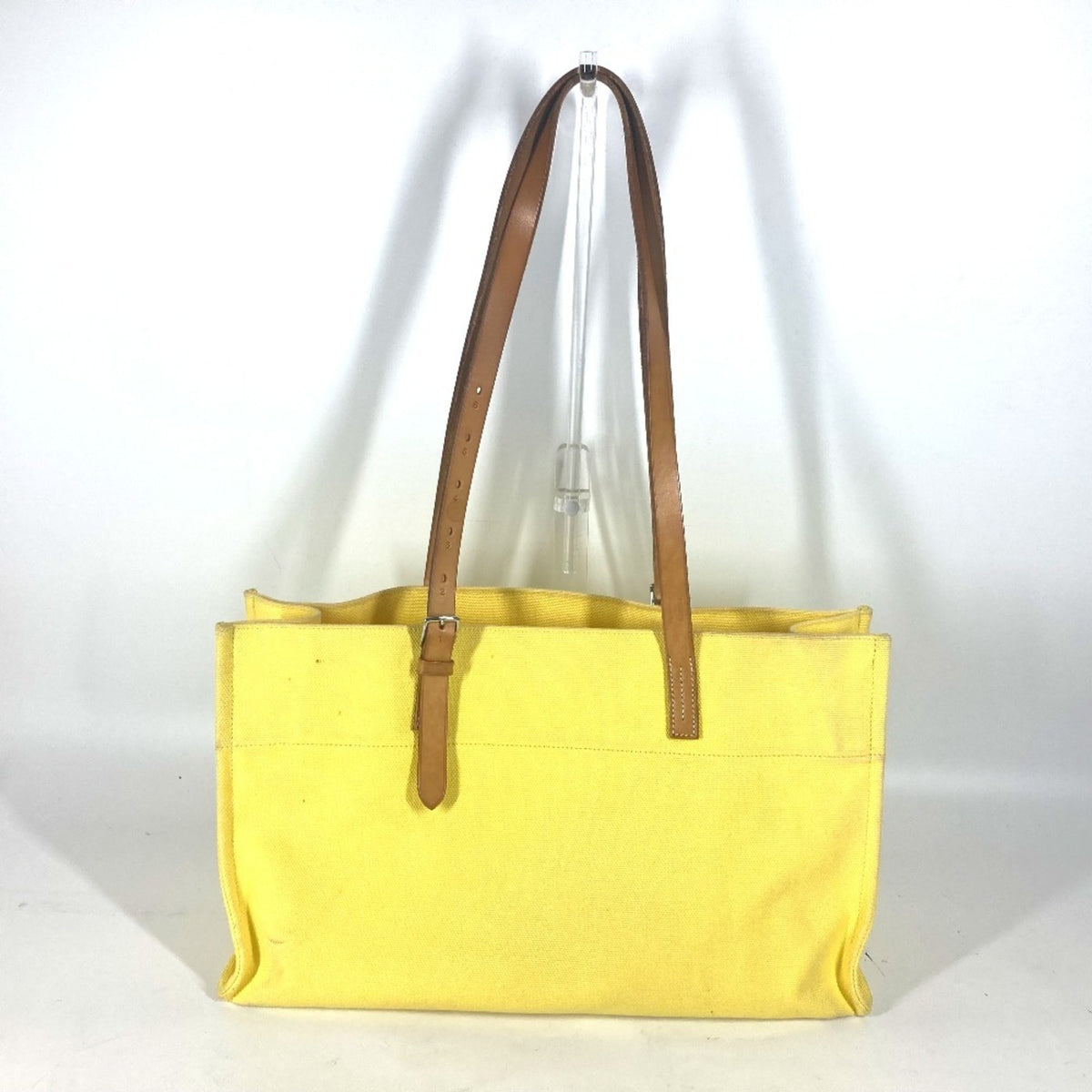 Hermes Yellow Leather Canvas Shoulder Bag Tote Bag (Pre-Owned)