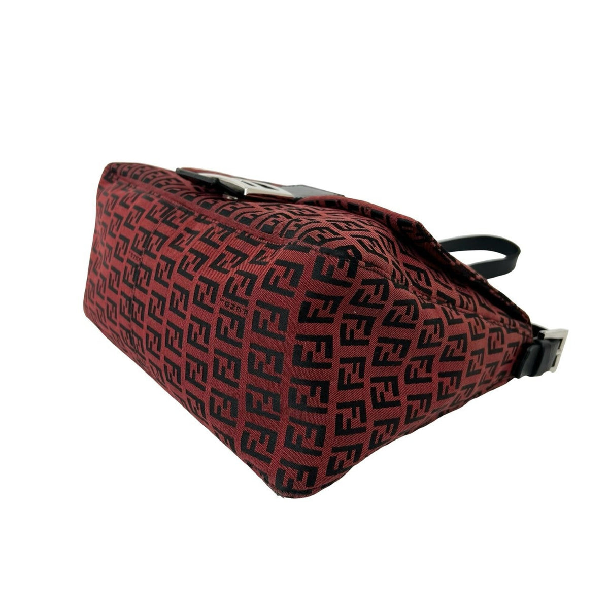 Fendi Black Red Color Canvas Leather Shoulder Bag (Pre-Owned)