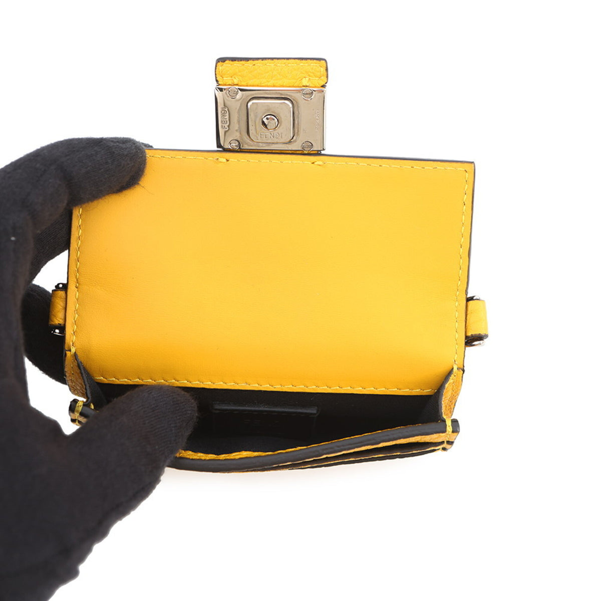 Fendi Yellow Leather Handbag Pochette Shoulder Bag (Pre-Owned)