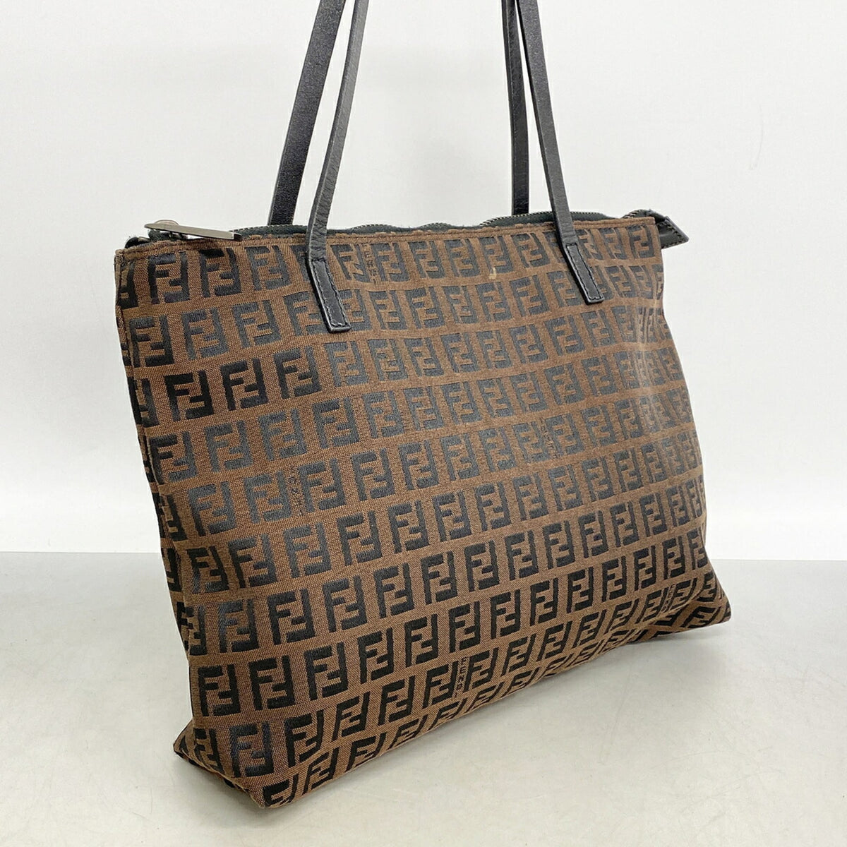 Fendi Black Brown Nylon Canvas Tote Bag (Pre-Owned)