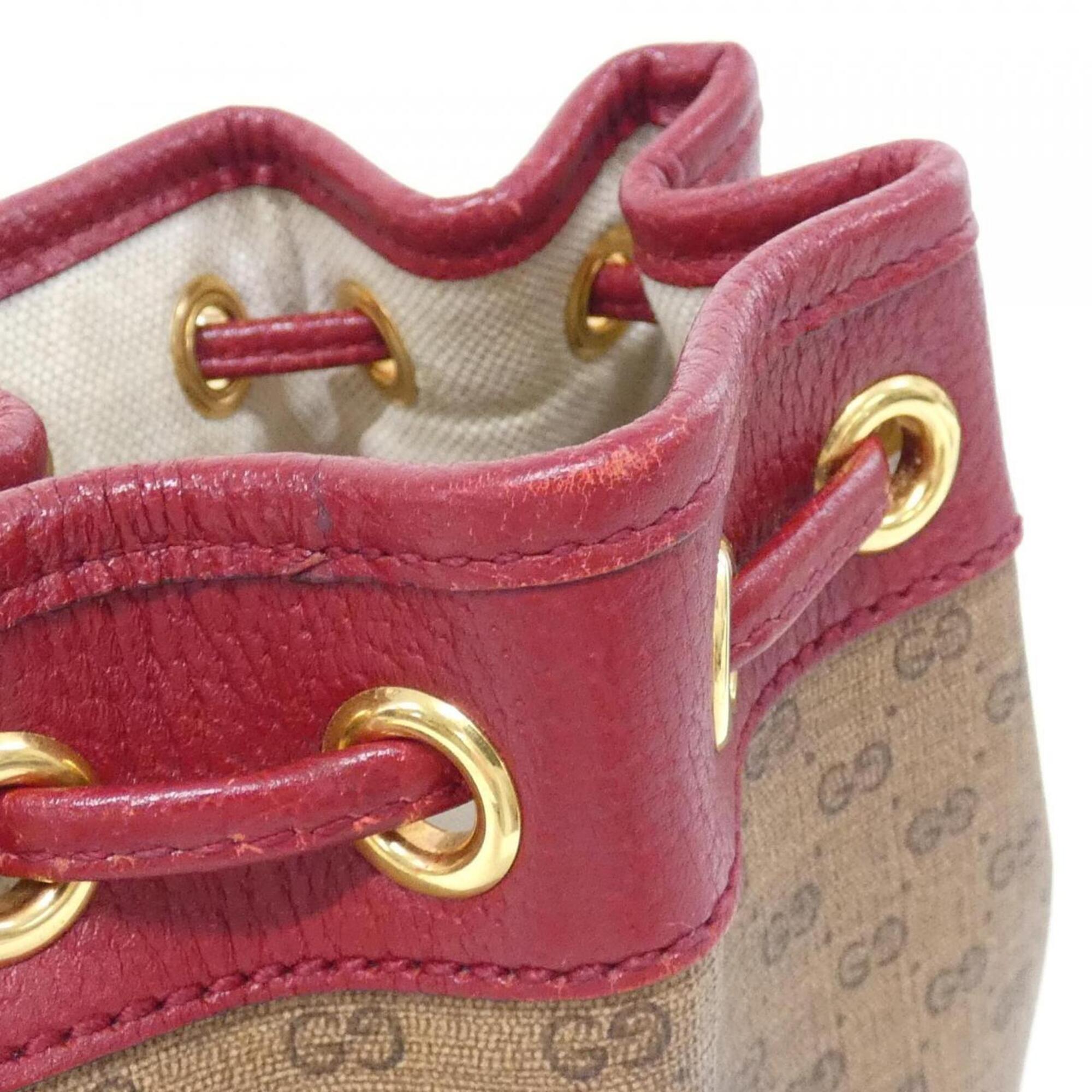 Gucci Beige Cherry Red Gg Supreme Leather Shoulder Bag (Pre-Owned)