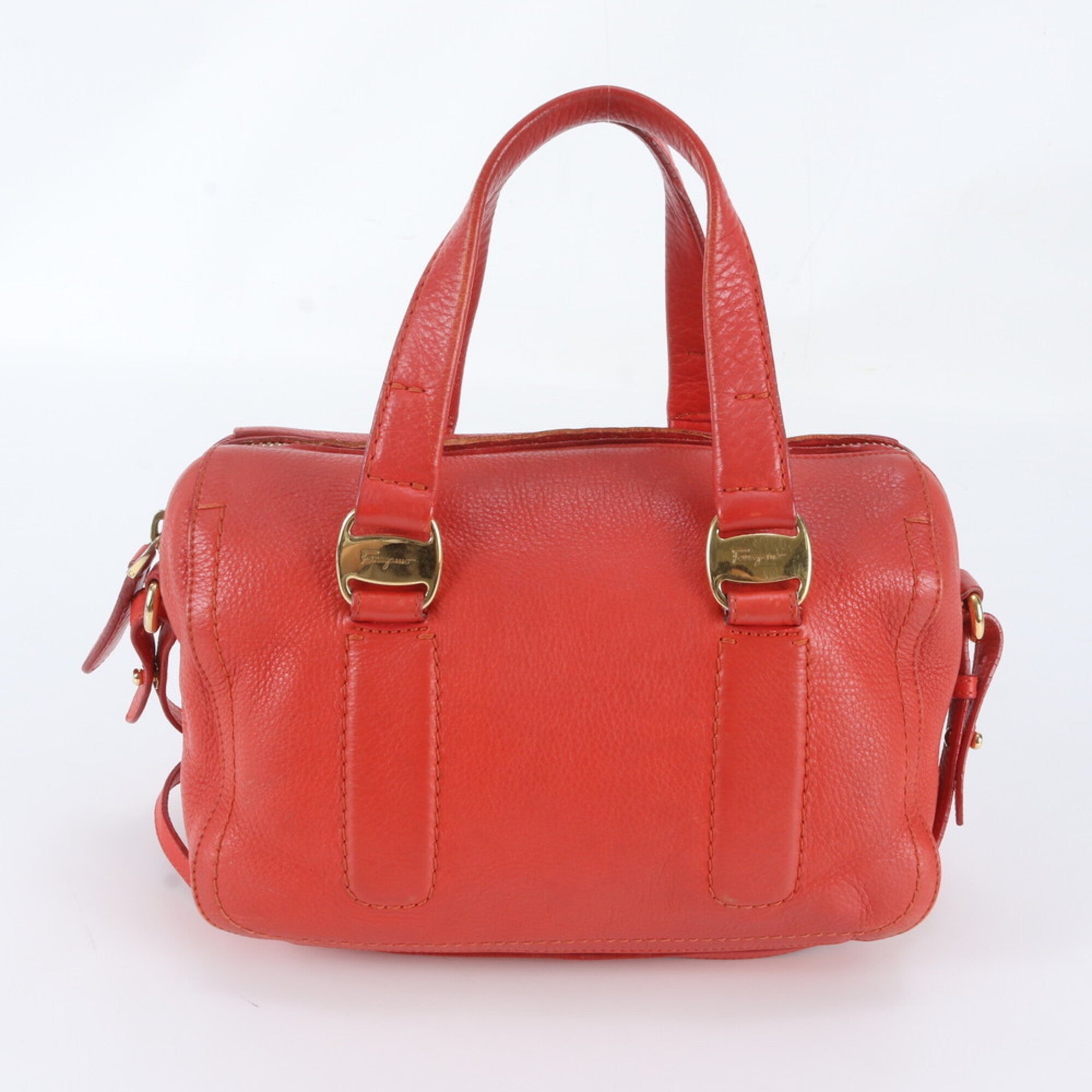 Salvatore Ferragamo Vara Red Color Leather Handbag Shoulder Bag Tote Bag (Pre-Owned)