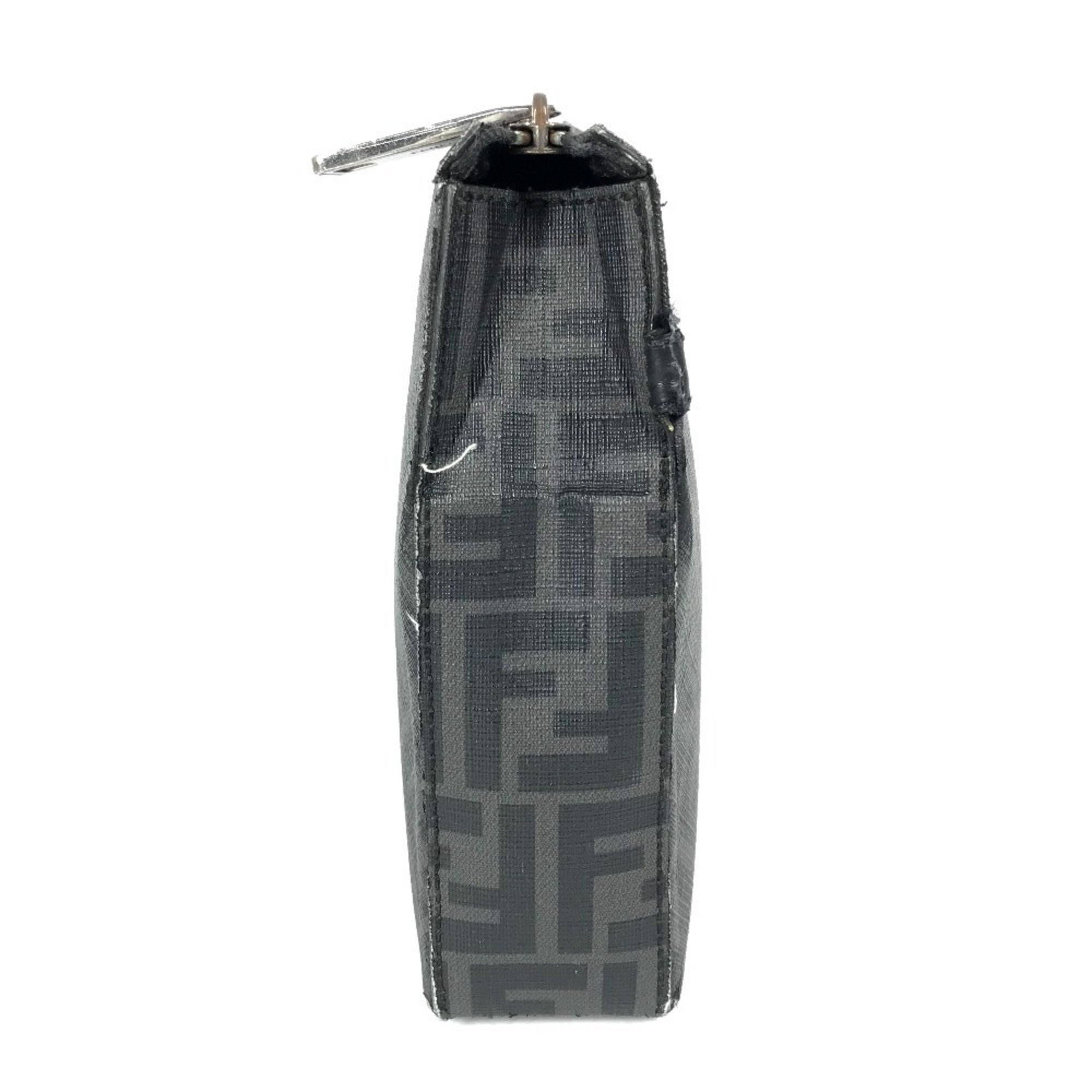 Fendi Zucca Black Gray Pvc Leather Clutch Bag (Pre-Owned)
