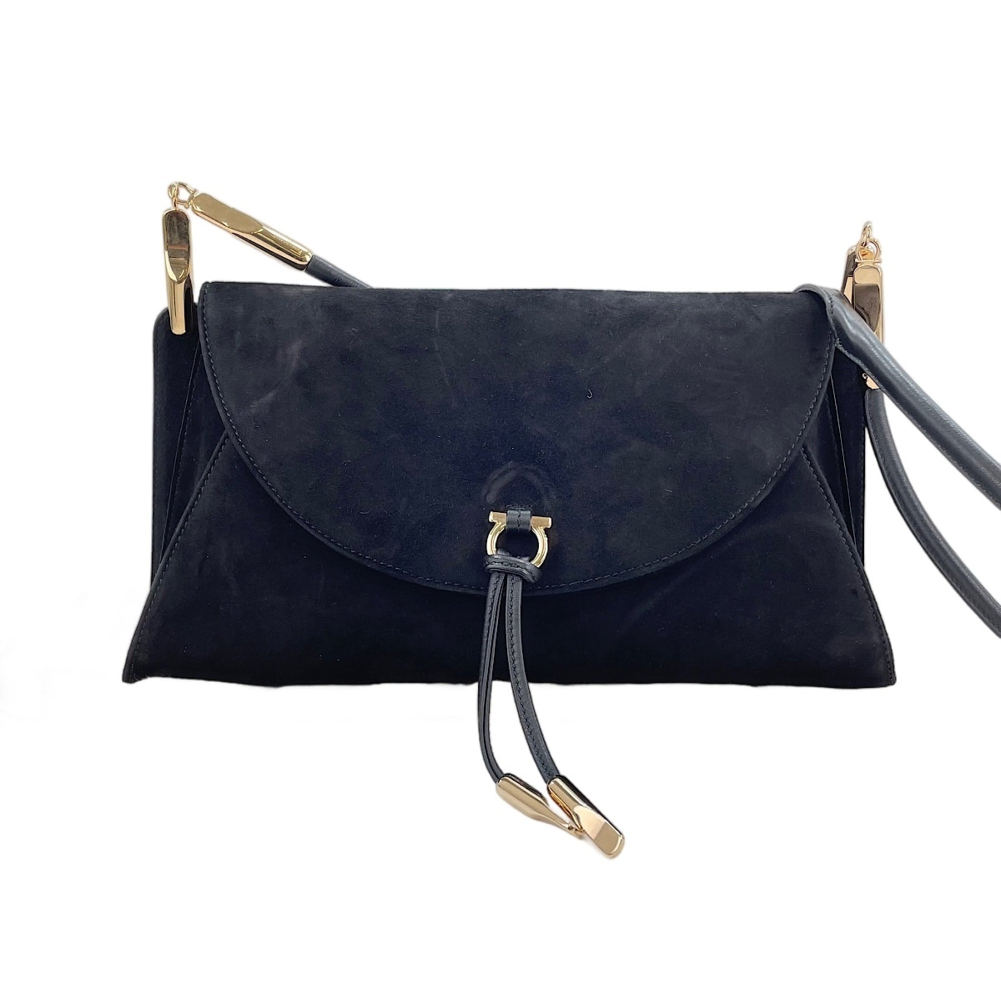 Salvatore Ferragamo Gancini Black Shoulder Bag (Pre-Owned)