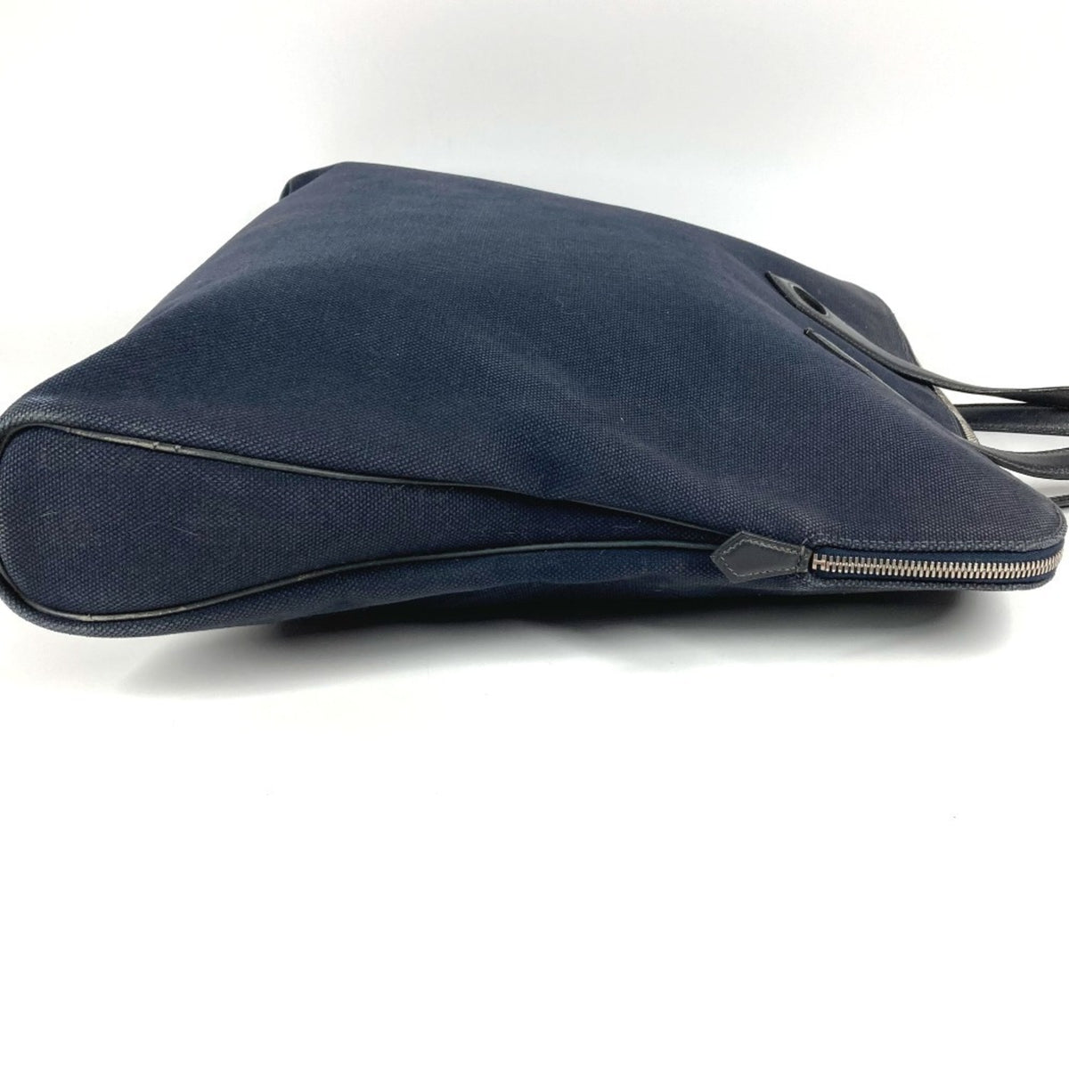 Hermes Black Navy Canvas Leather Boston Bag Handbag Tote Bag (Pre-Owned)