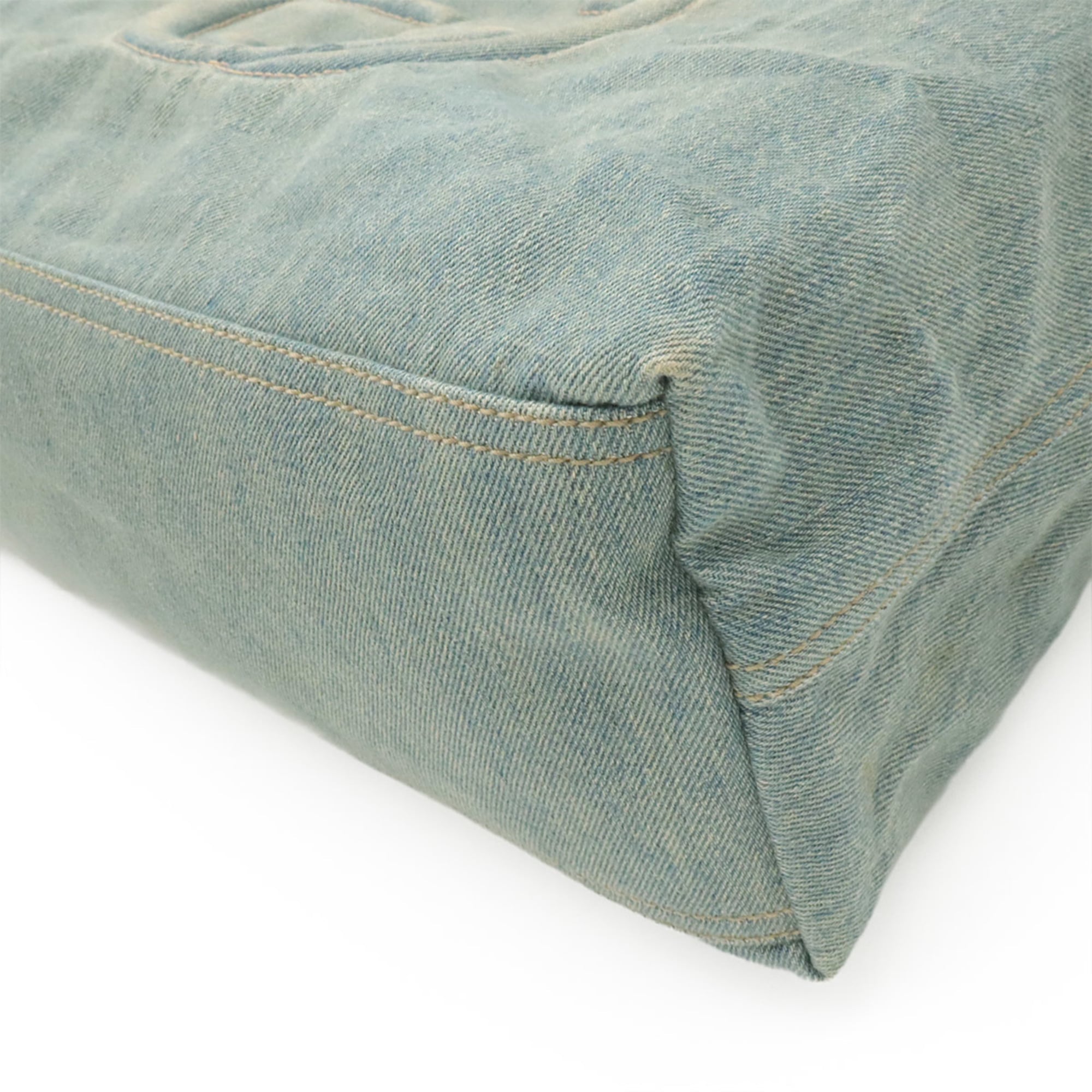 Gucci Brown Light Blue Denim Shoulder Bag Tote Bag (Pre-Owned)