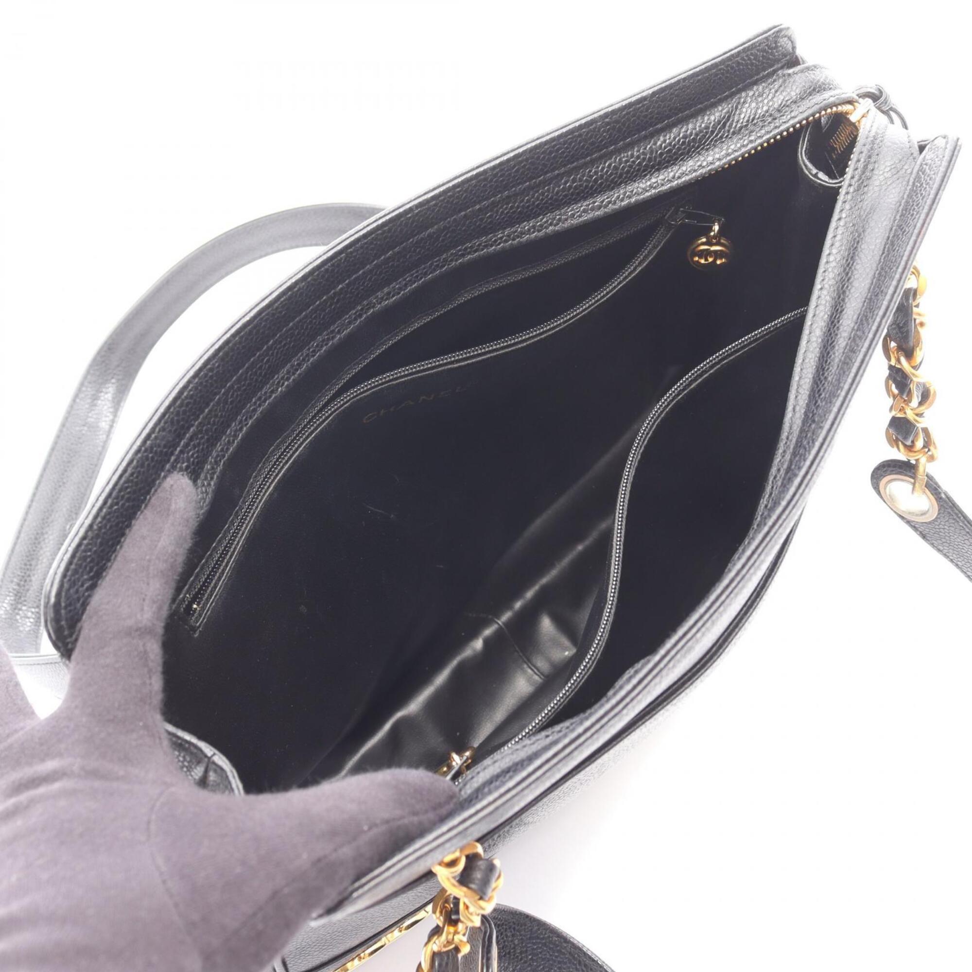 Chanel Black Grained Calfskin Handbag Tote Bag (Pre-Owned)