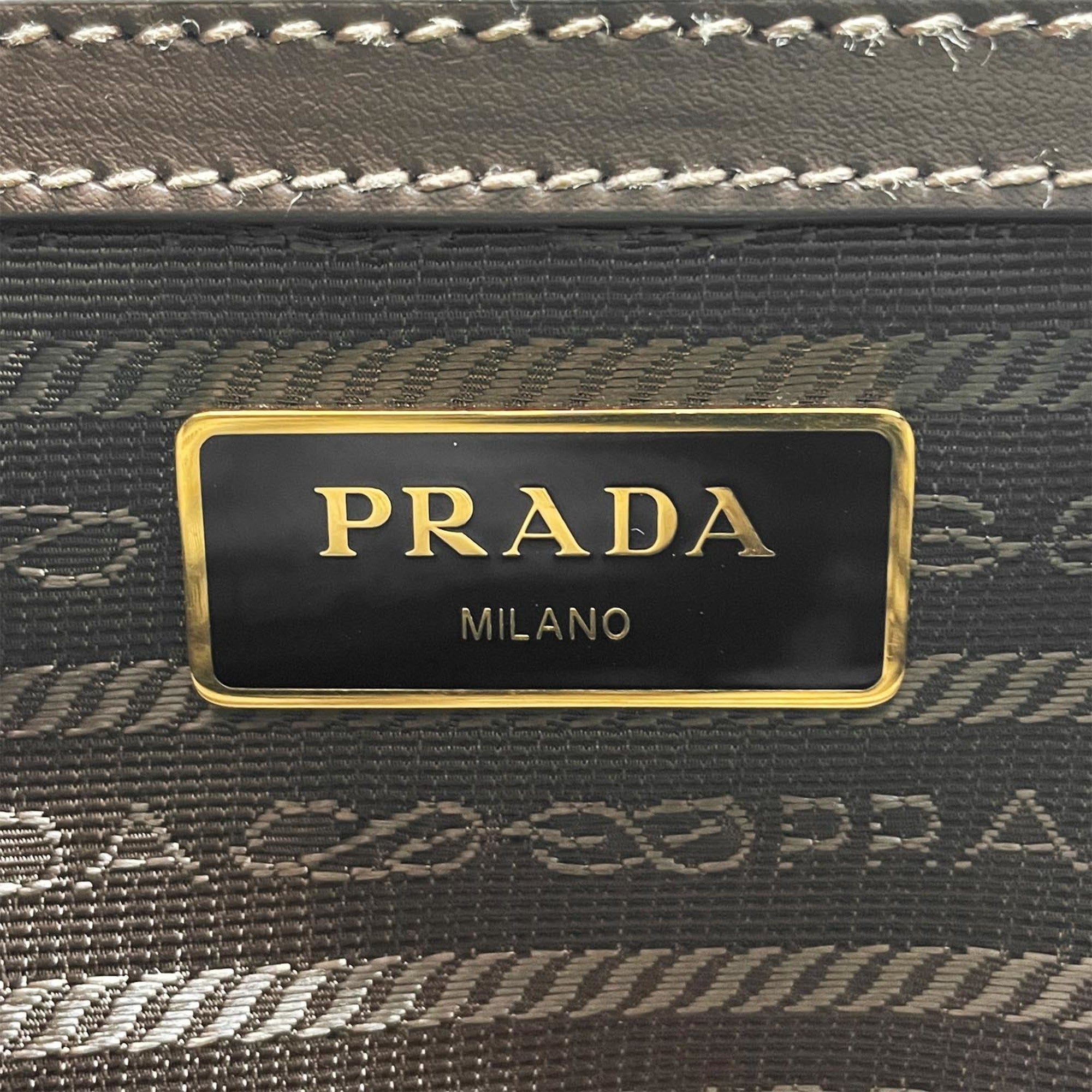 Prada Brown Canvas Leather Shoulder Bag (Pre-Owned)