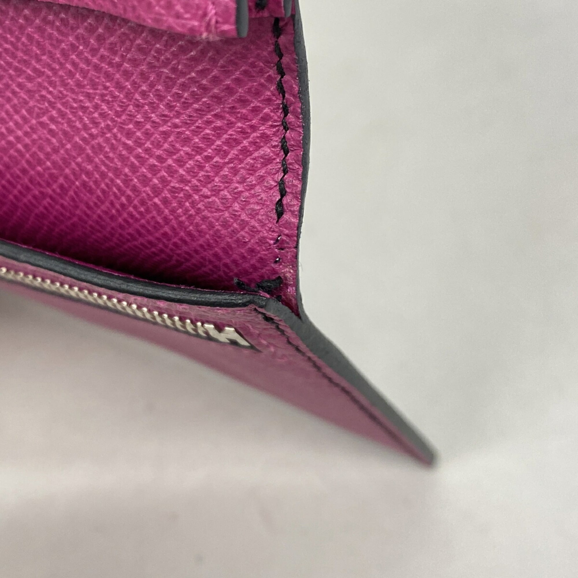 Hermes Blue Indigo Rose Purple Leather Long Wallet (Bi-Fold) (Pre-Owned)