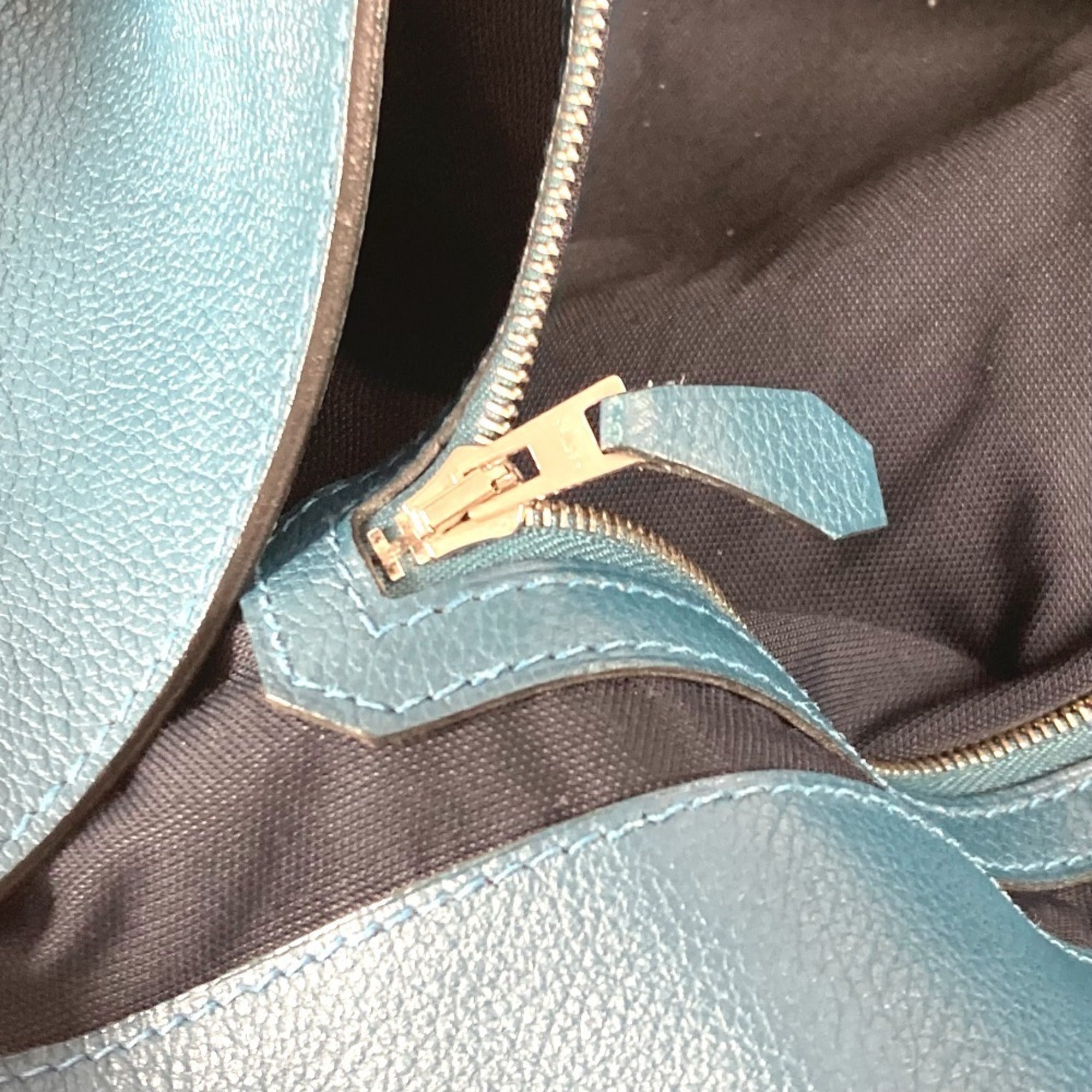 Hermes Blue Navy Leather Messenger Bag Shoulder Bag (Pre-Owned)