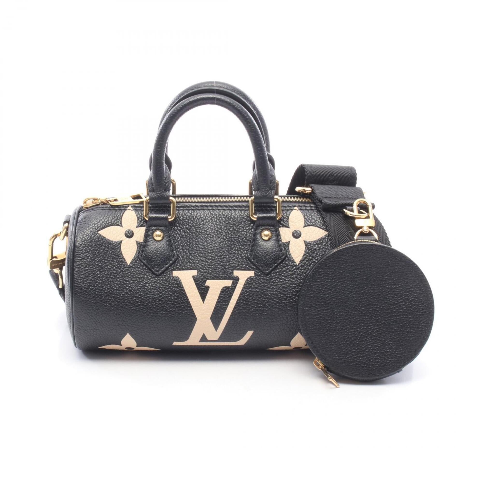 Louis Vuitton Beige Black Leather Handbag (Pre-Owned)